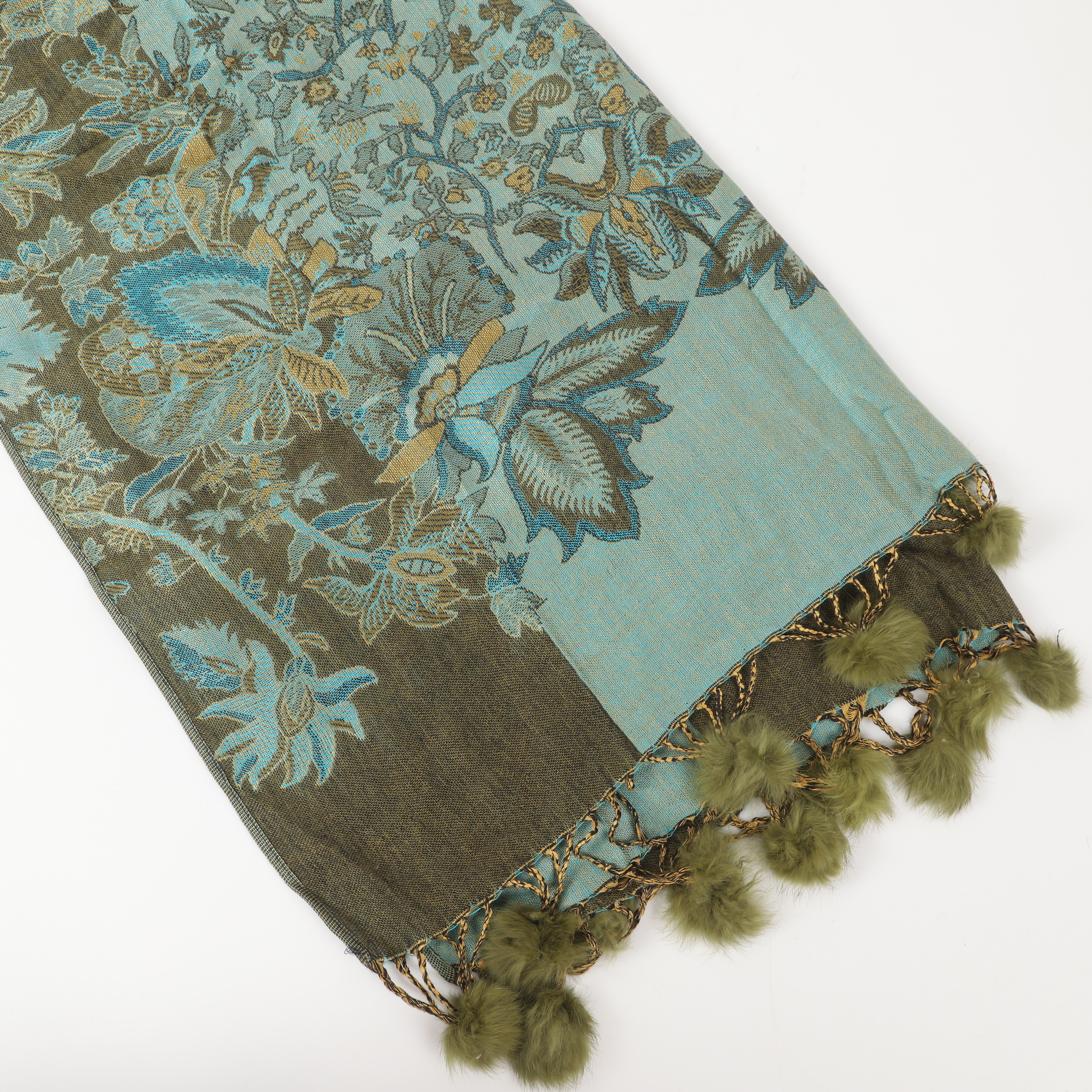 SJAL, kashmir/silke med bollfrans kaninskinn, 2000-tal.