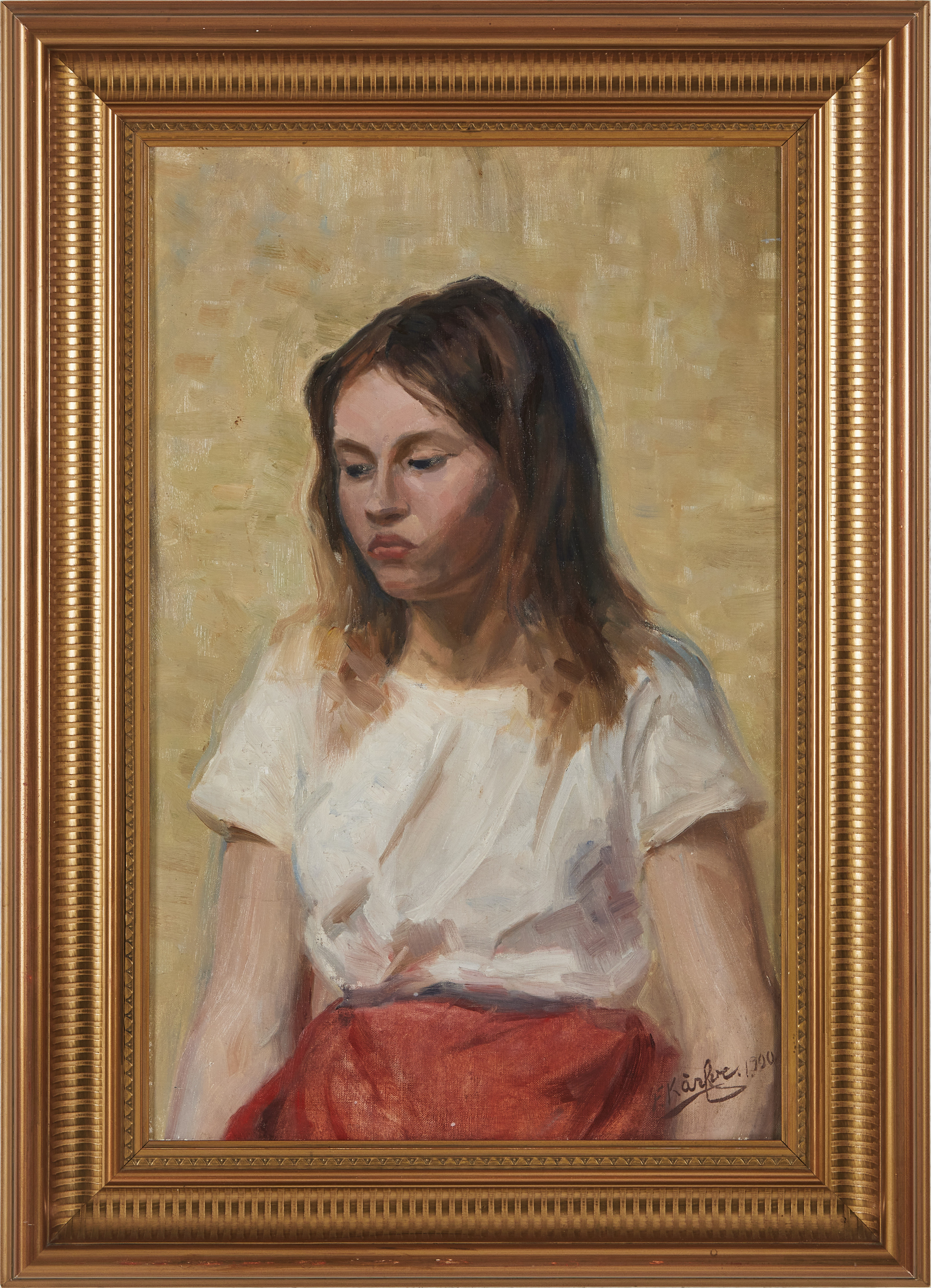 FRITZ KÄRFVE. Porträtt, soignerad och daterad 1920, olja på duk.