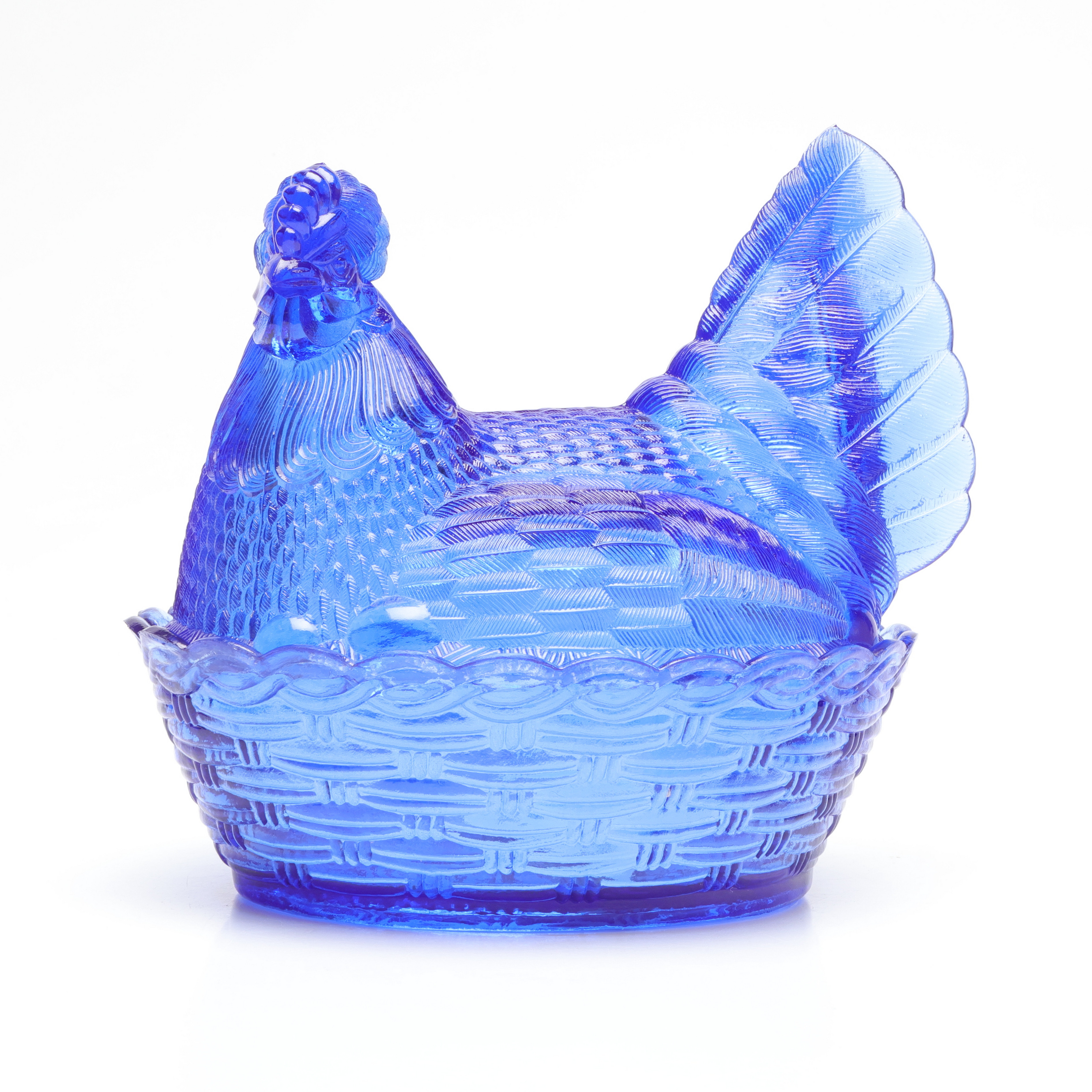 ÄGGHÖNA, pressglas, koboltfärgad, 1900-tal.