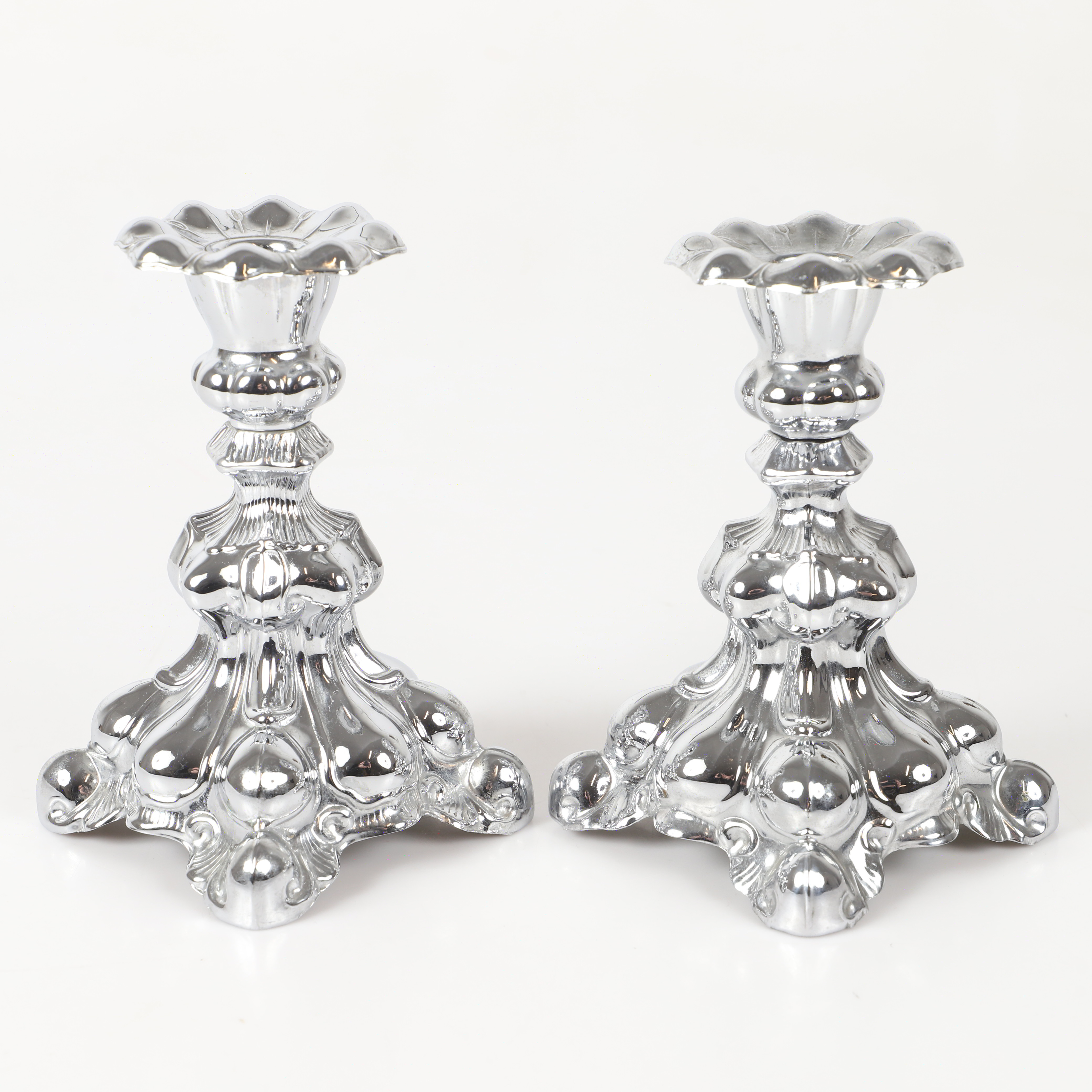 LJUSSTAKAR, 1 par, kromade, barockstil, 1900-tal.