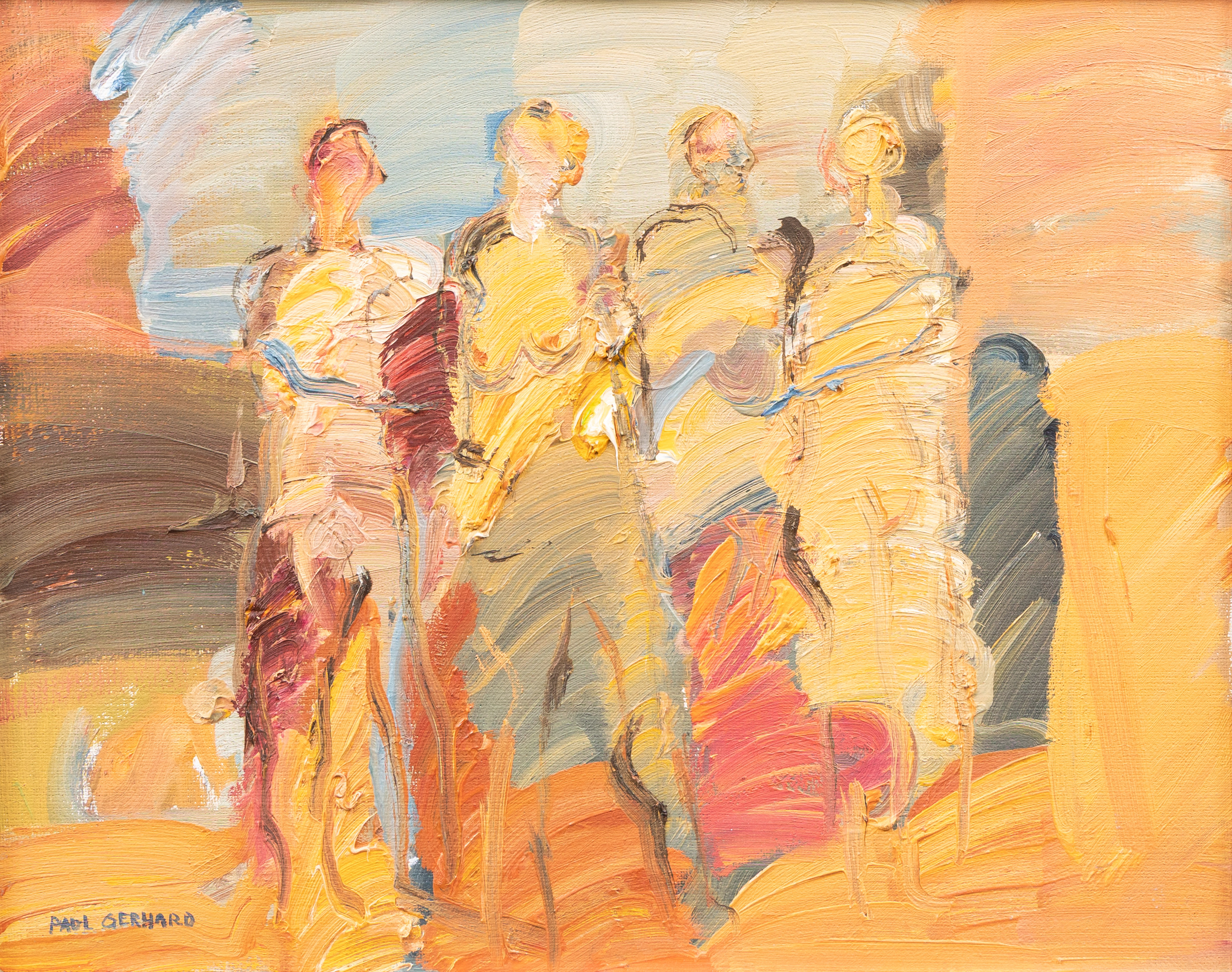 PAUL GERHARD (1931-2021. Fyra figurer, olja på duk, signerad.