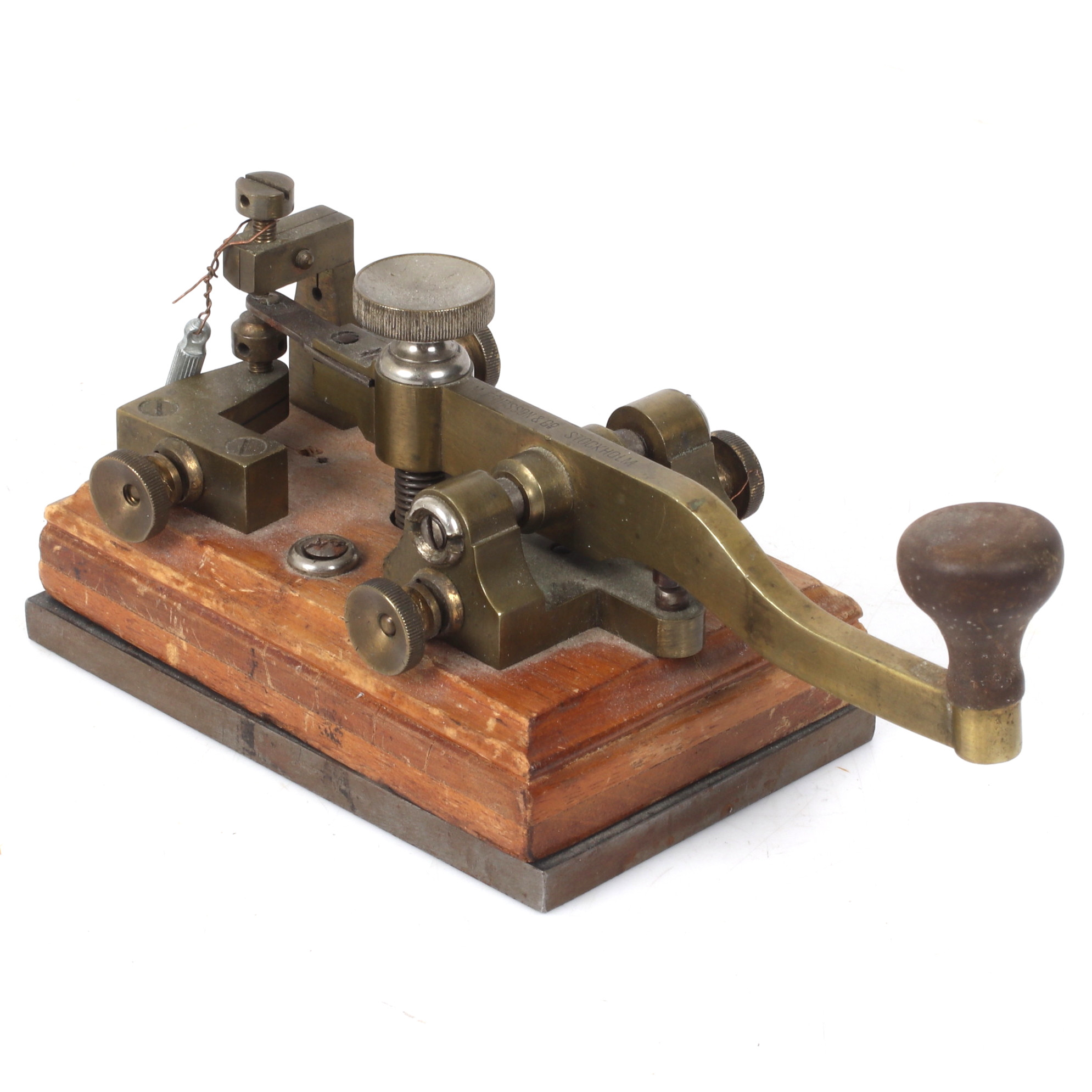 TELEGRAFNYCKEL, monterad på träplatta, LM Ericsson, Stockholm, 18/1900-tal.