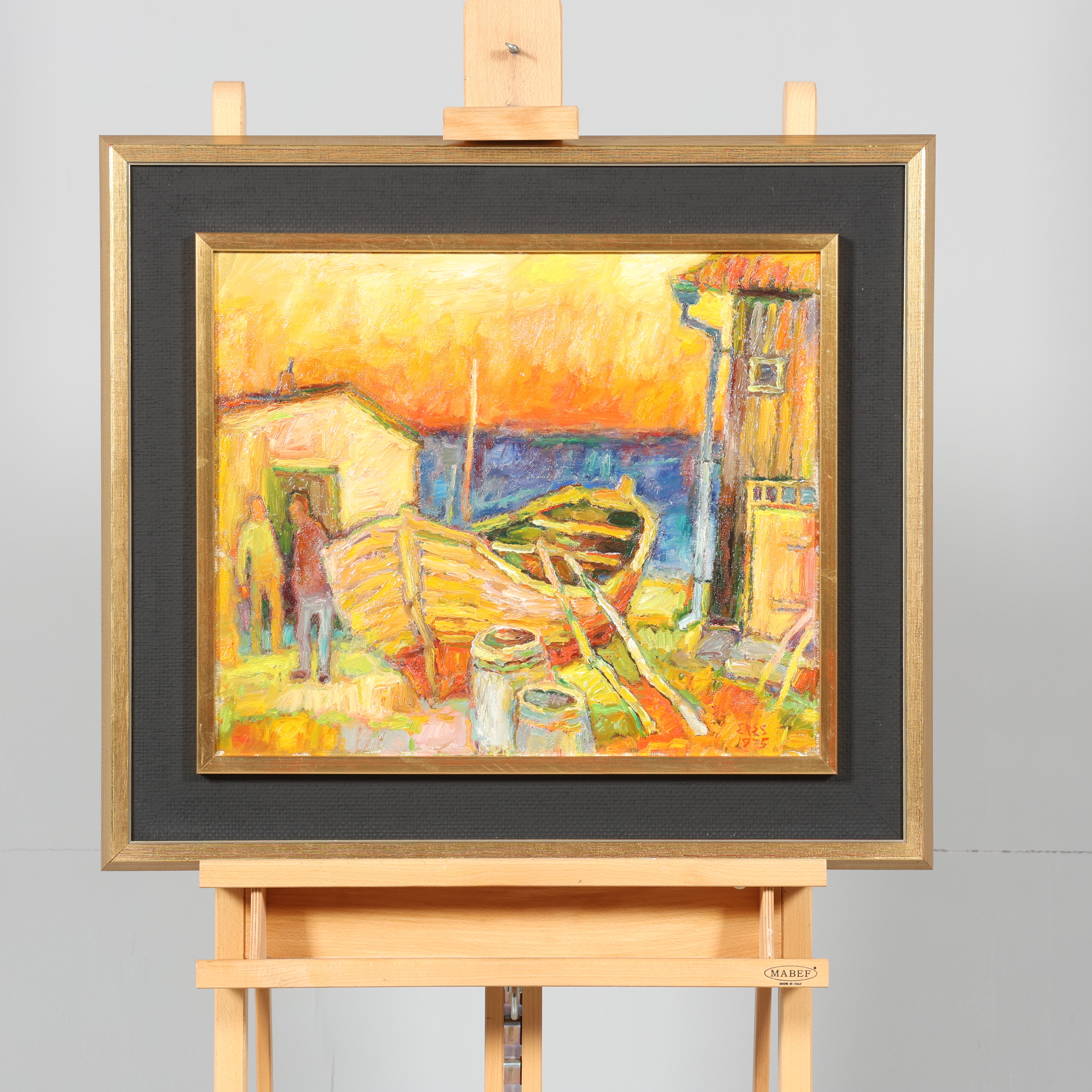 ARNOLD ERES. OLJA PÅ DUK, "Fiskeläge", signerad samt daterad 1975.