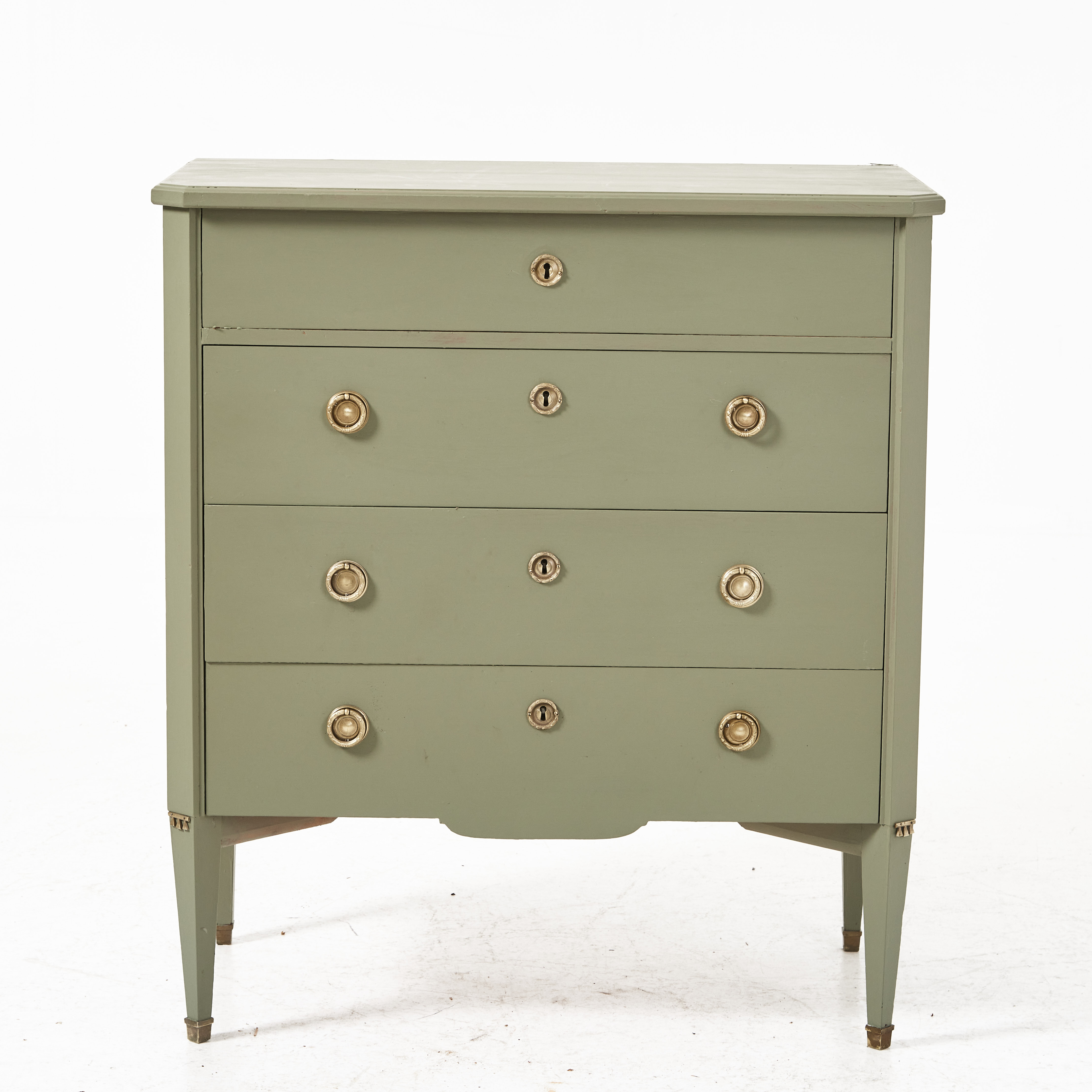 BYRÅ, 1900-talets andra hälft, gustaviansk stil, bemålad, Nya Eftr. Ehrlin Möbel AB, Tranås.