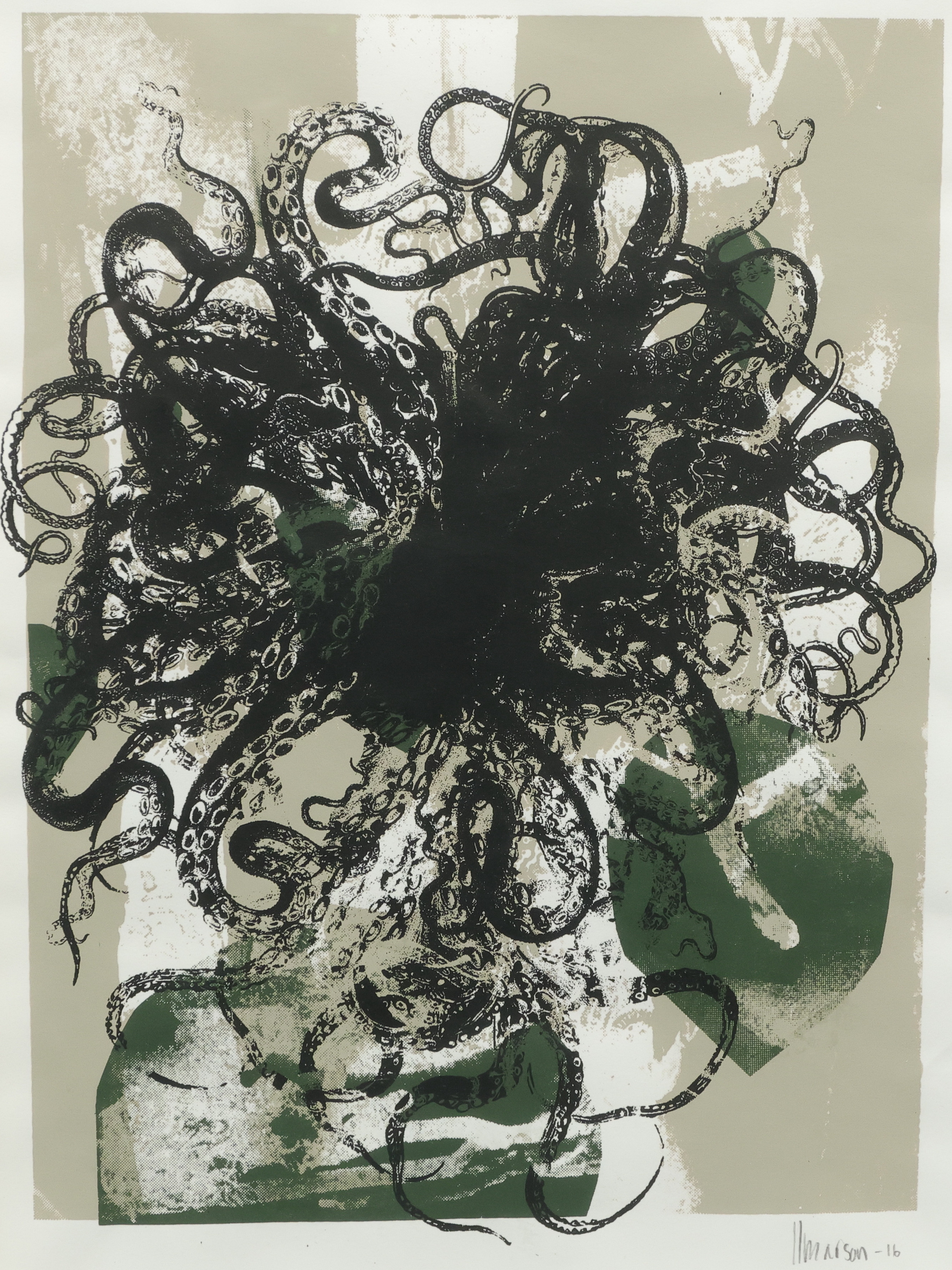 OIDENTIFIERAD KONSTNÄR. grafiskt blad, otydligt signerad.