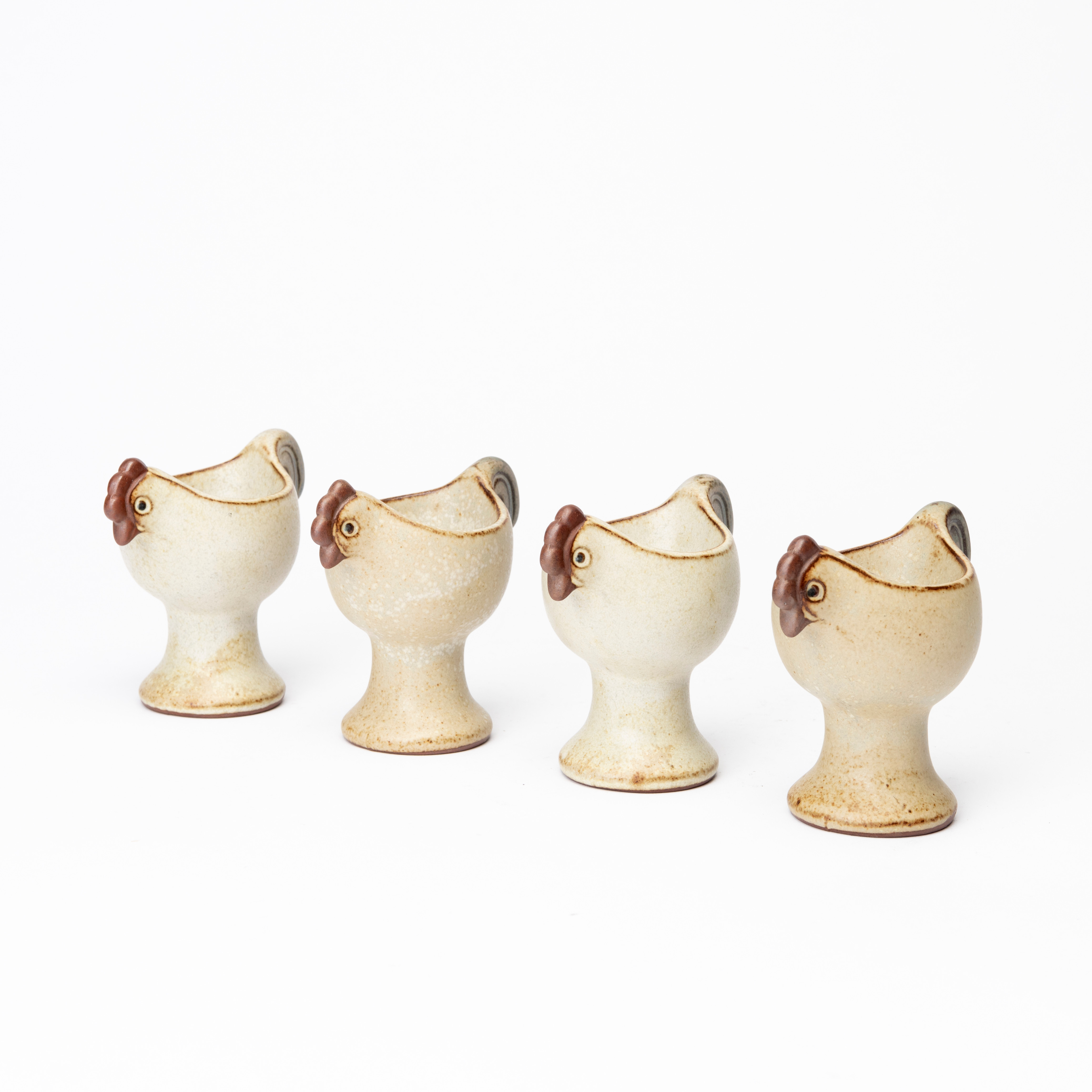 LISA LARSON. Äggkoppar, 4 st, stengods, ur serien "Påsk", K-studion, Gustavsberg.