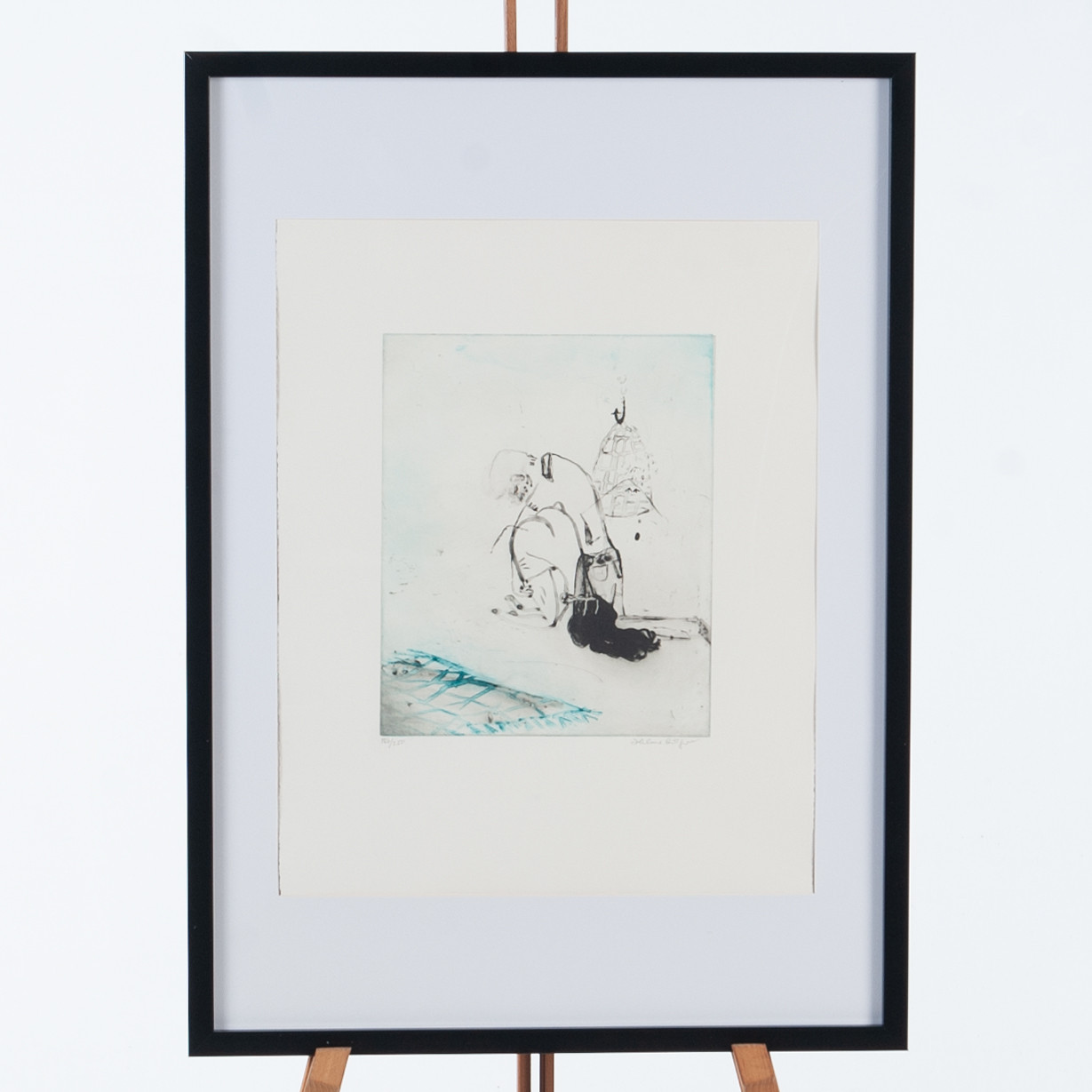 HELENE BILLGREN. Färgetsning, Komposition med figur, Signerad och numrerad 186/250.