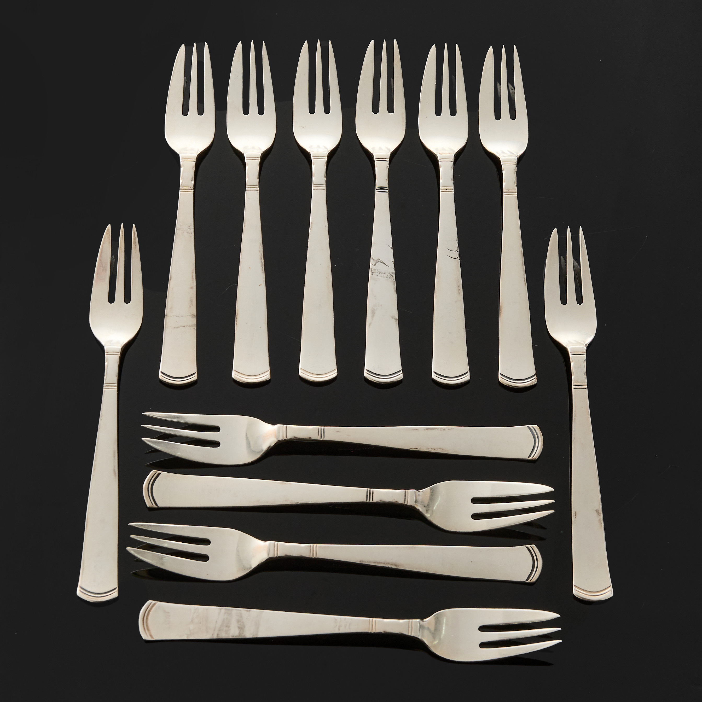 DESSERTGAFFLAR, 12 st, "Rosenholm", silver, GAB, 1970-tal.