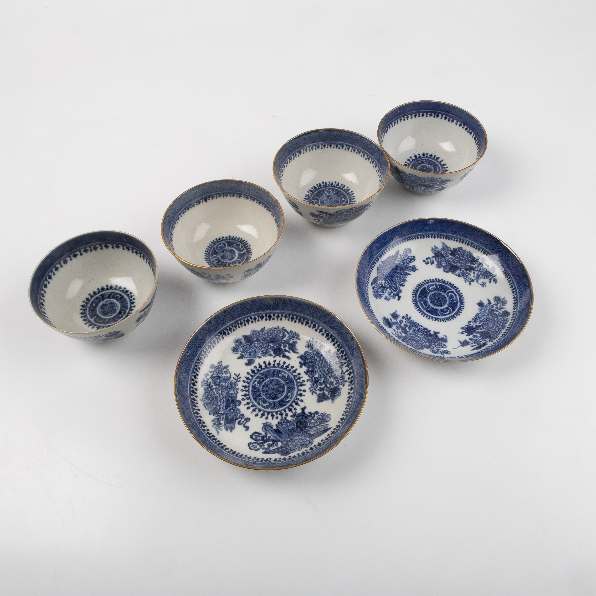 SKÅLAR, FAT, 6 delar, Kina, porslin, 1800-tal.