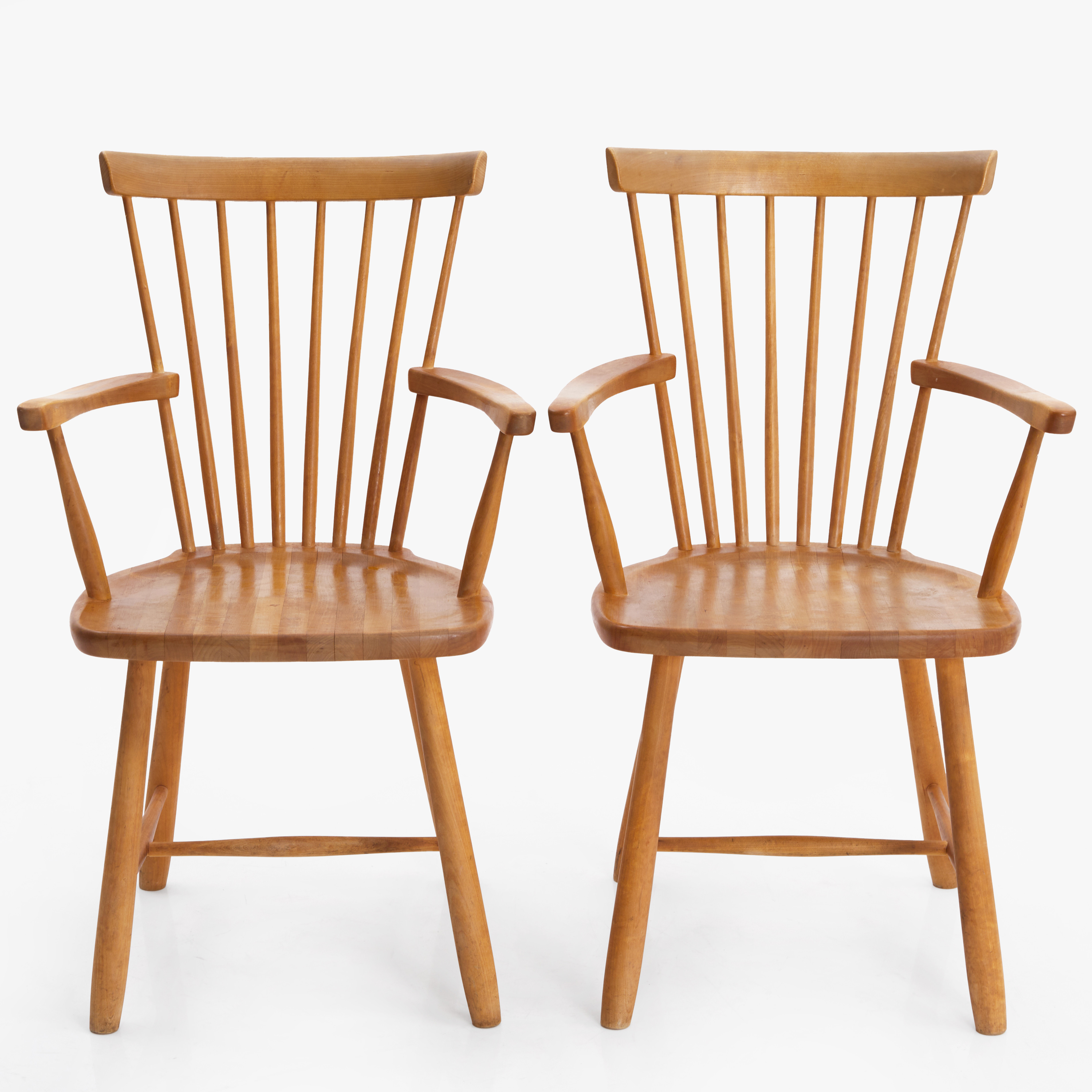 CARL MALMSTEN, karmstolar, ett par, "Lilla Åland", björk, Stolab, 1991.