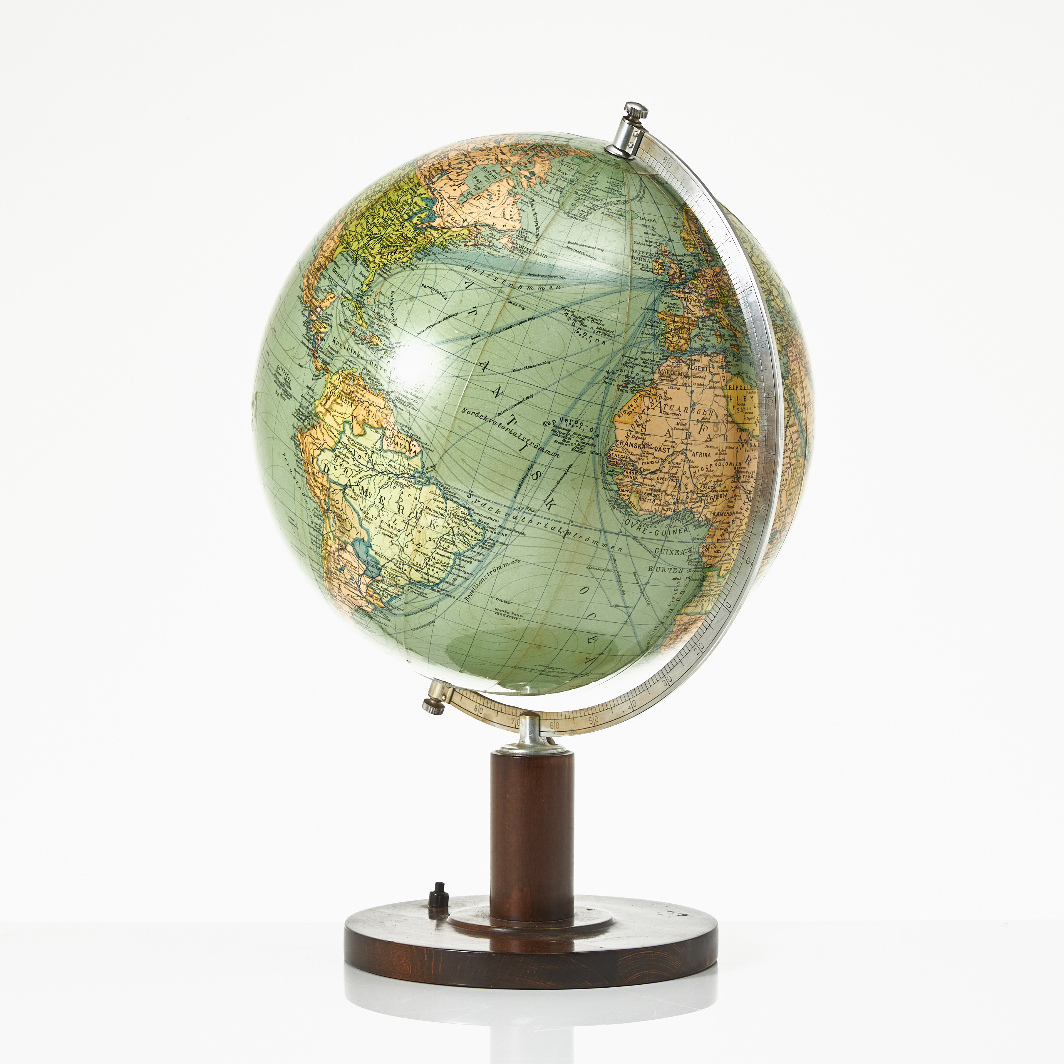 JORDGLOB med belysning, DR. R. NEUSE & C. LUTHER. Columbus, 1900-talets början.