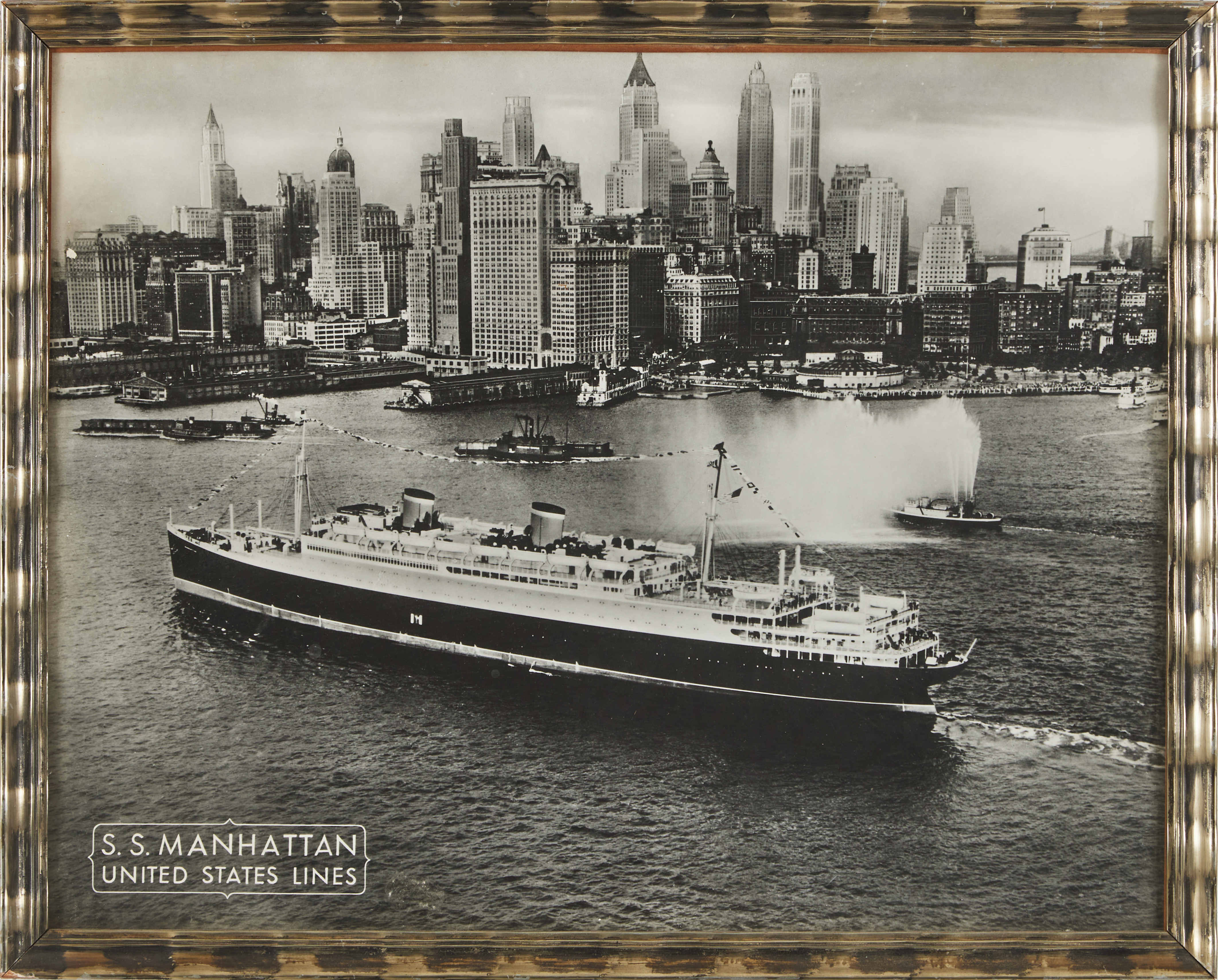 NAUTIACA, 10 dlr., 1900-tal, SJÖKORT, 9 st., FOTOGRAFI över Hamnen New York.