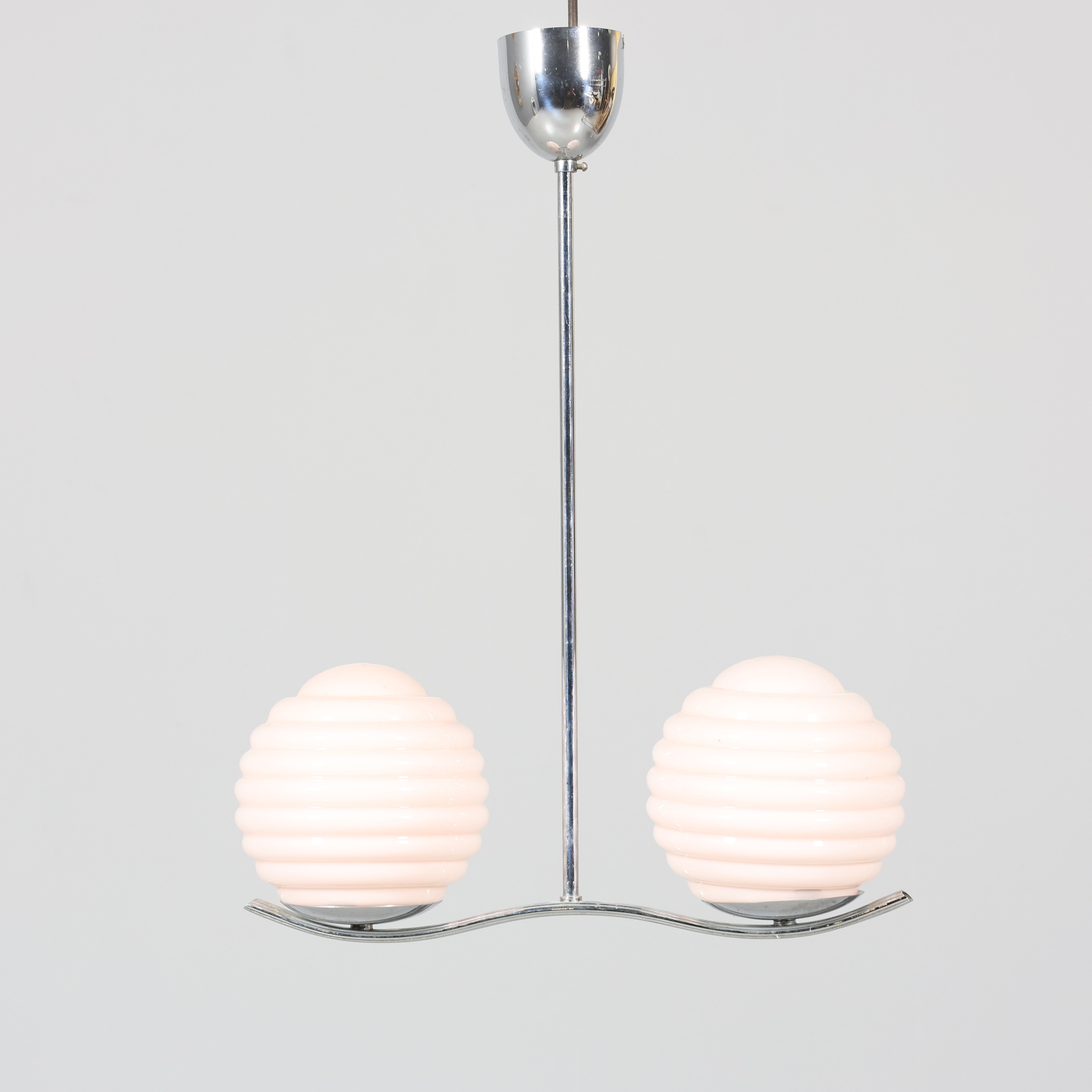 TAKLAMPA, 2-armad, glas samt metall, funkis.