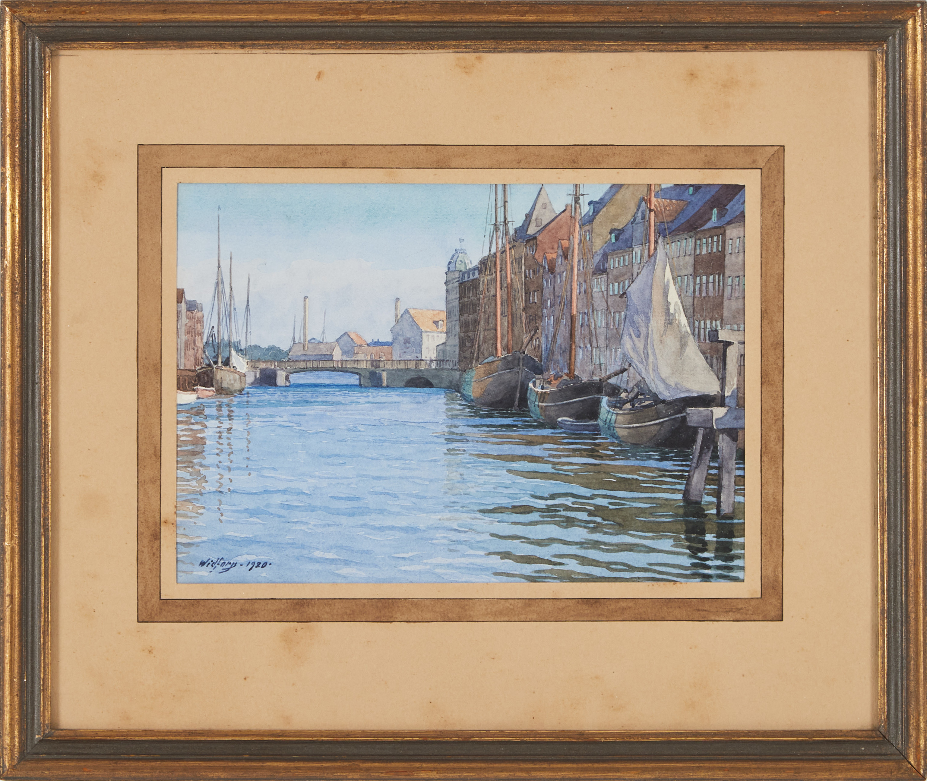 GUNNAR WIDFORSS. Köpenhamn, akvarell på papper, signerad och daterad 1920.