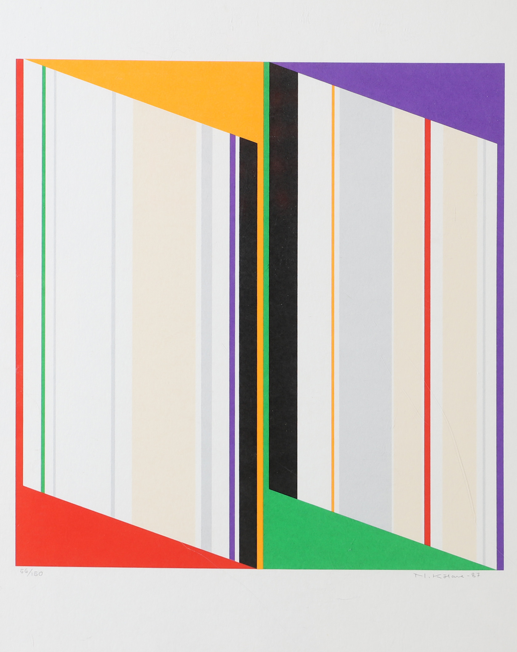 NILS KÖLARE. Komposition, färglitografi, signerad N. Kölare -87.