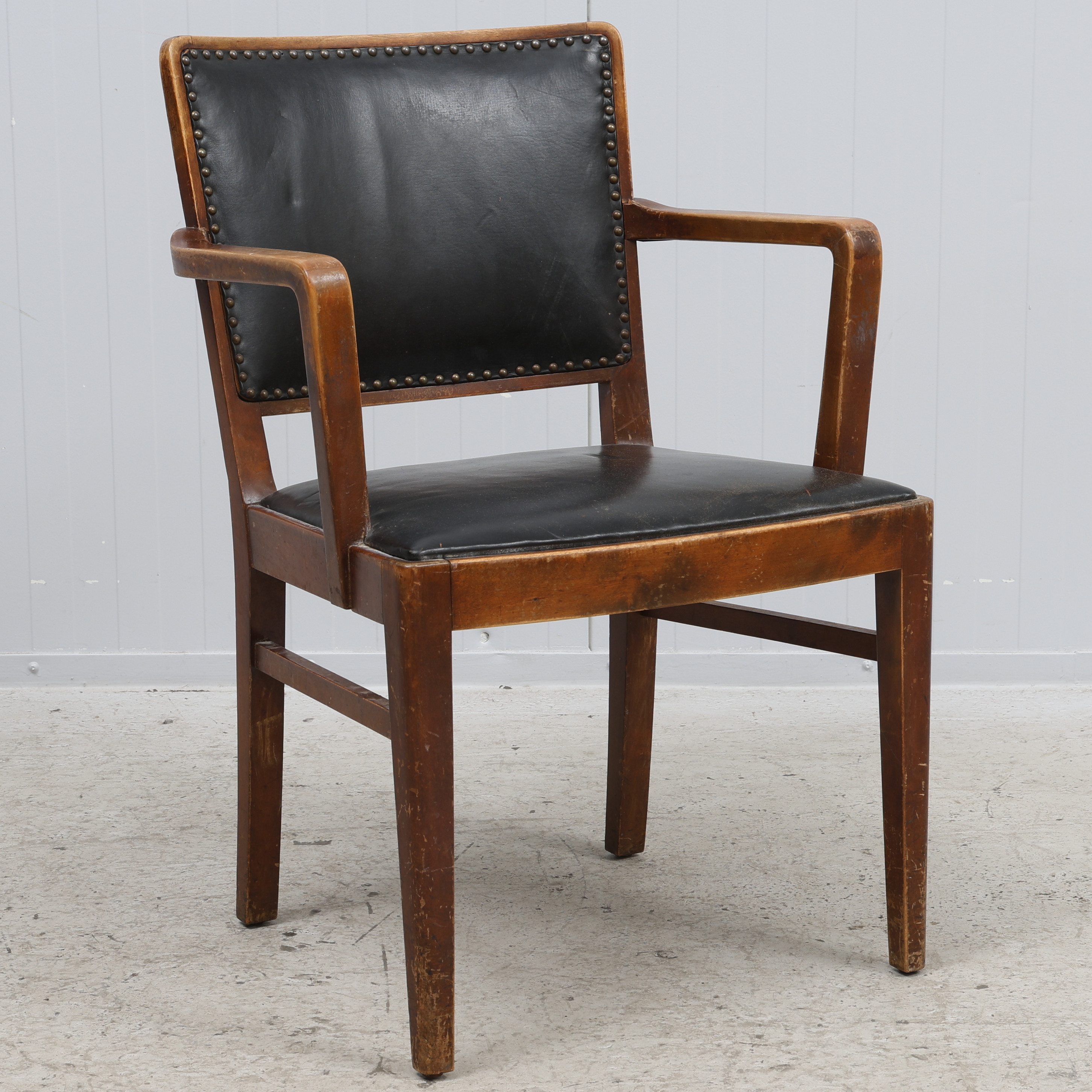 KARMSTOL, björk & läder, NK / Nordiska kompaniet, 1930-tal.