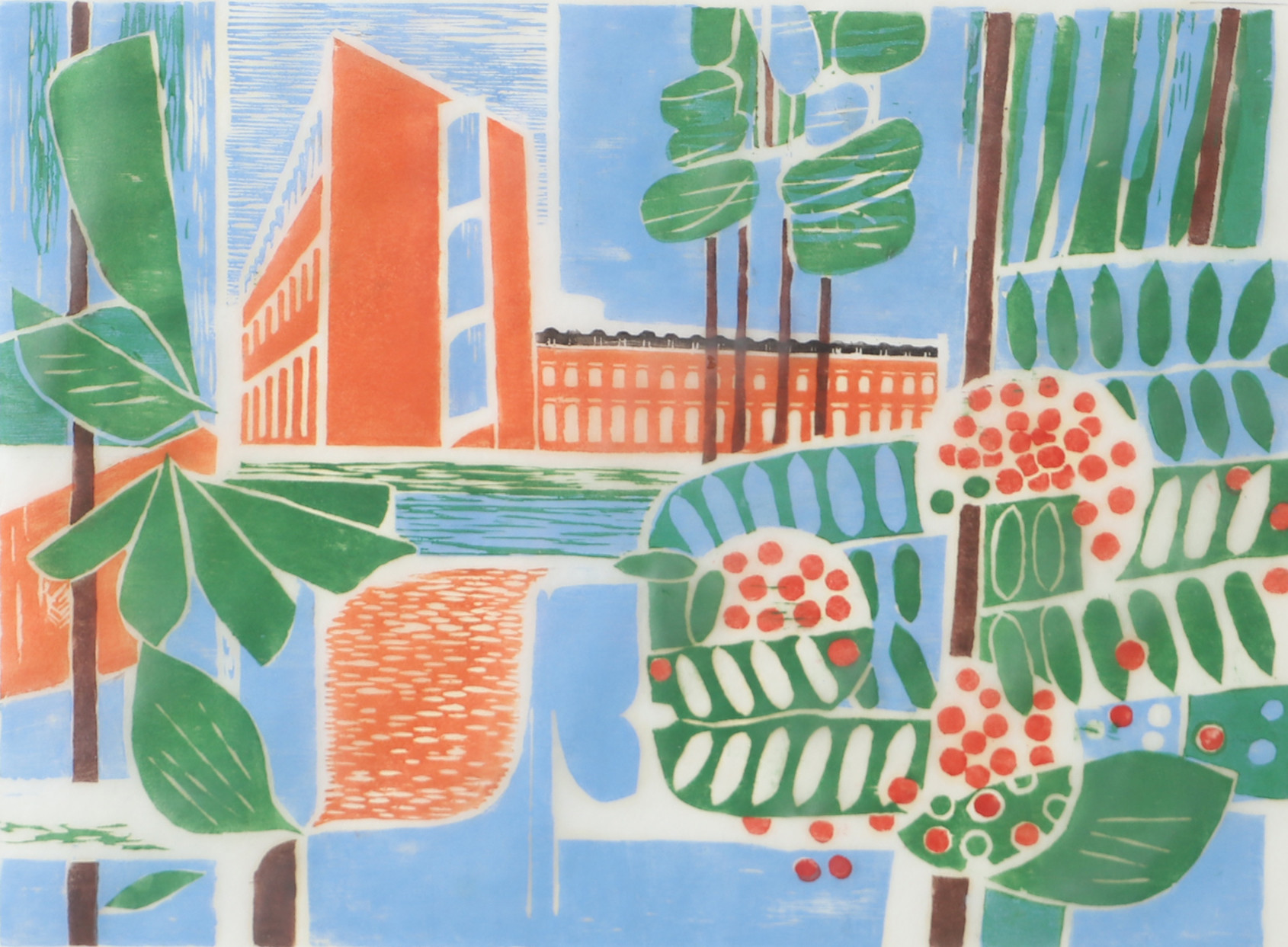 NILS MÖLLER. "Vid Rönne å", träsnitt, signerad -76.