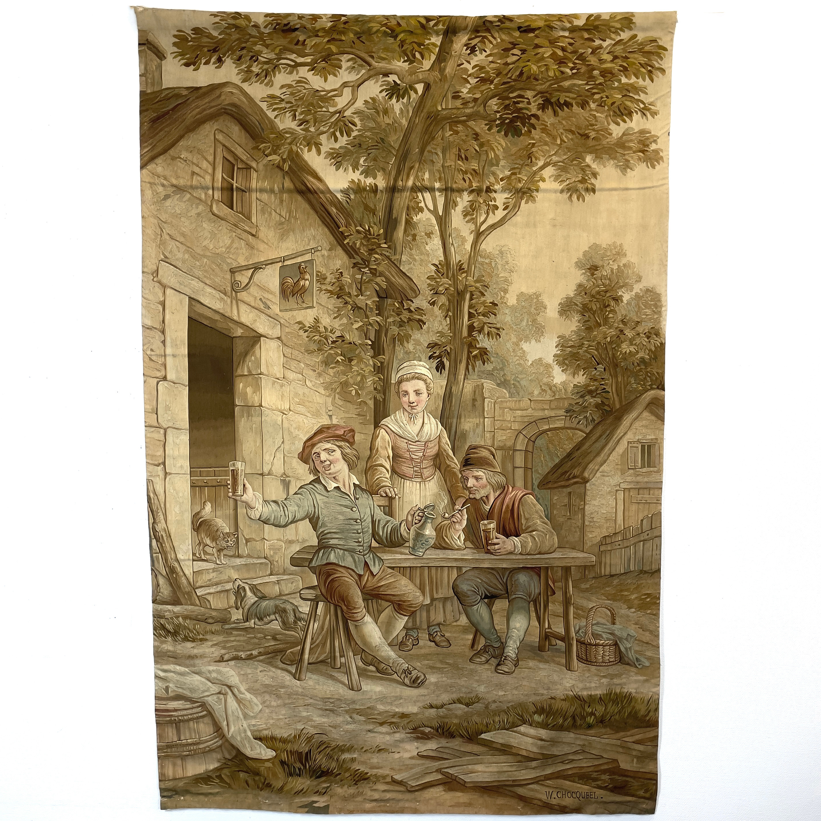 VÄVD TAPET. Gobelängteknik, signerad W. Chocqueel, Frankrike, 1800-talets senare del.