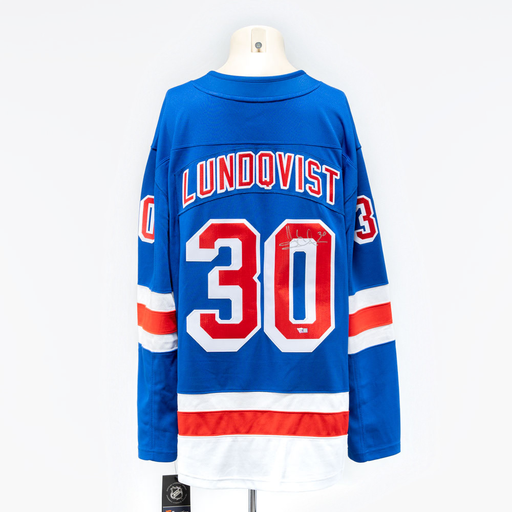 HENRIK LUNDQVIST. Hockeytröja, Rangers, Spelarnummer 30, Signerad.