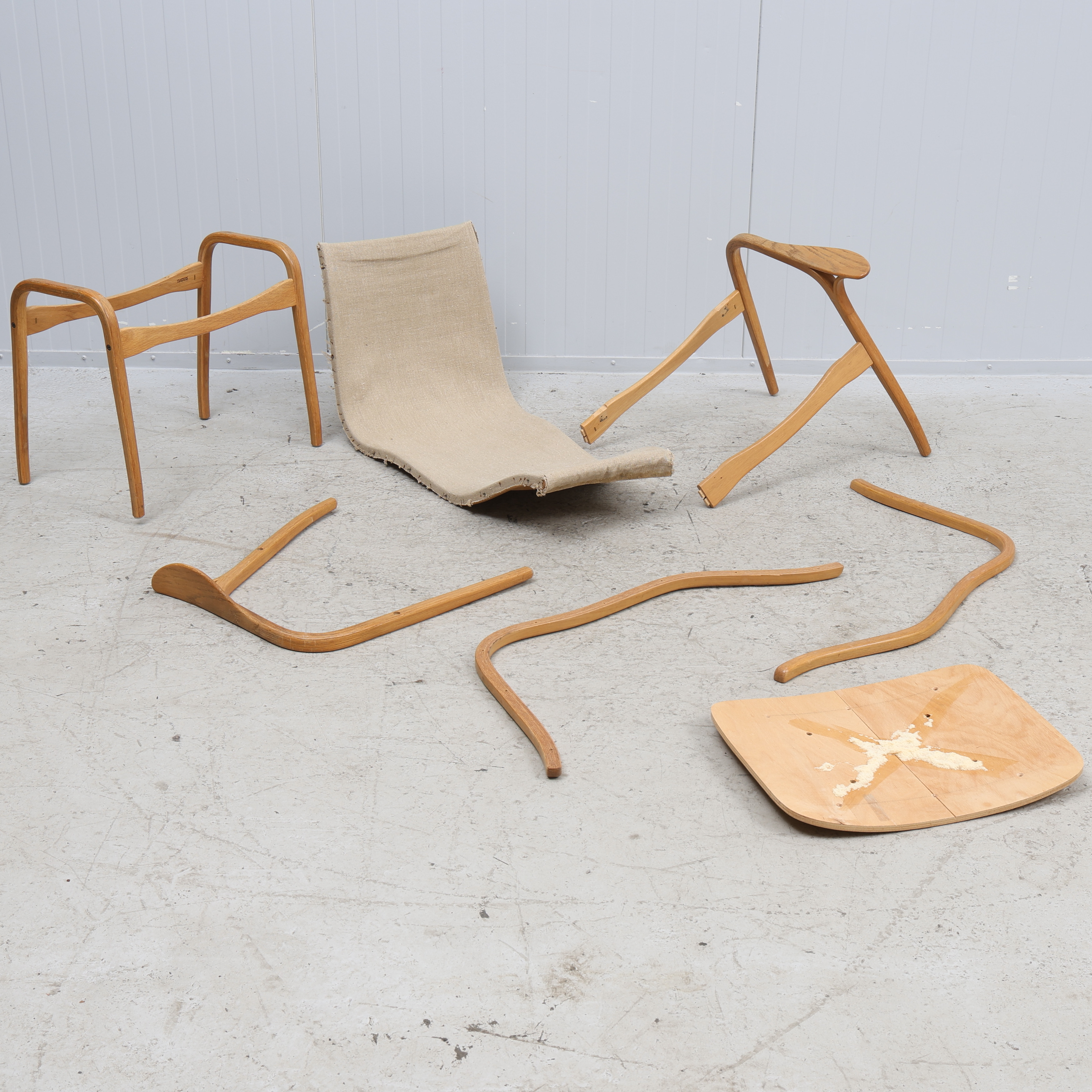 YNGVE EKSTRÖM. Delar till fåtölj & pall, 7 st, Lamino, Swedese.