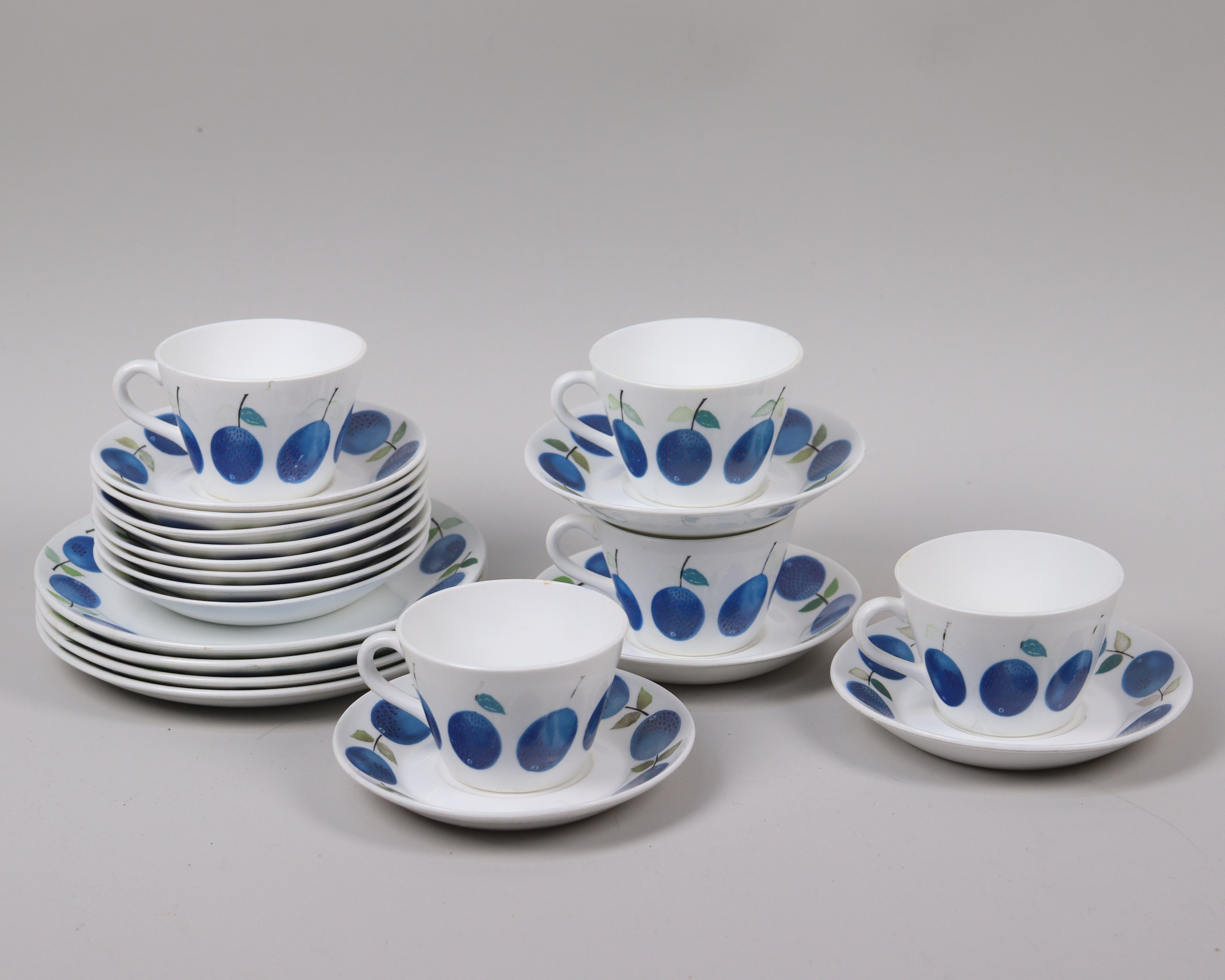 STIG LINDBERG. "Prunus", kaffekoppar, Gustavsberg, 21 delar.