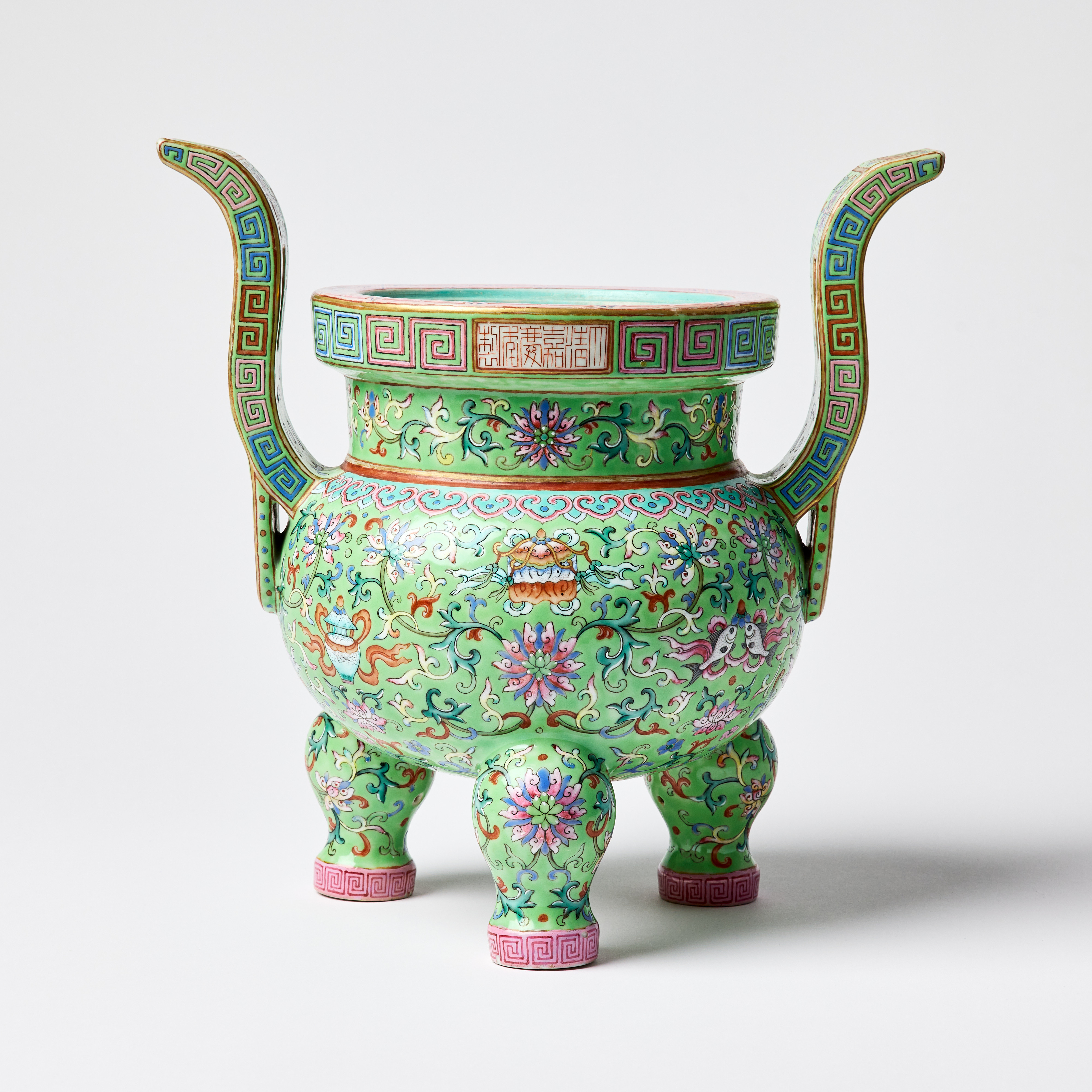 A Chinese Green-Ground 'Bajixiang' Censer.