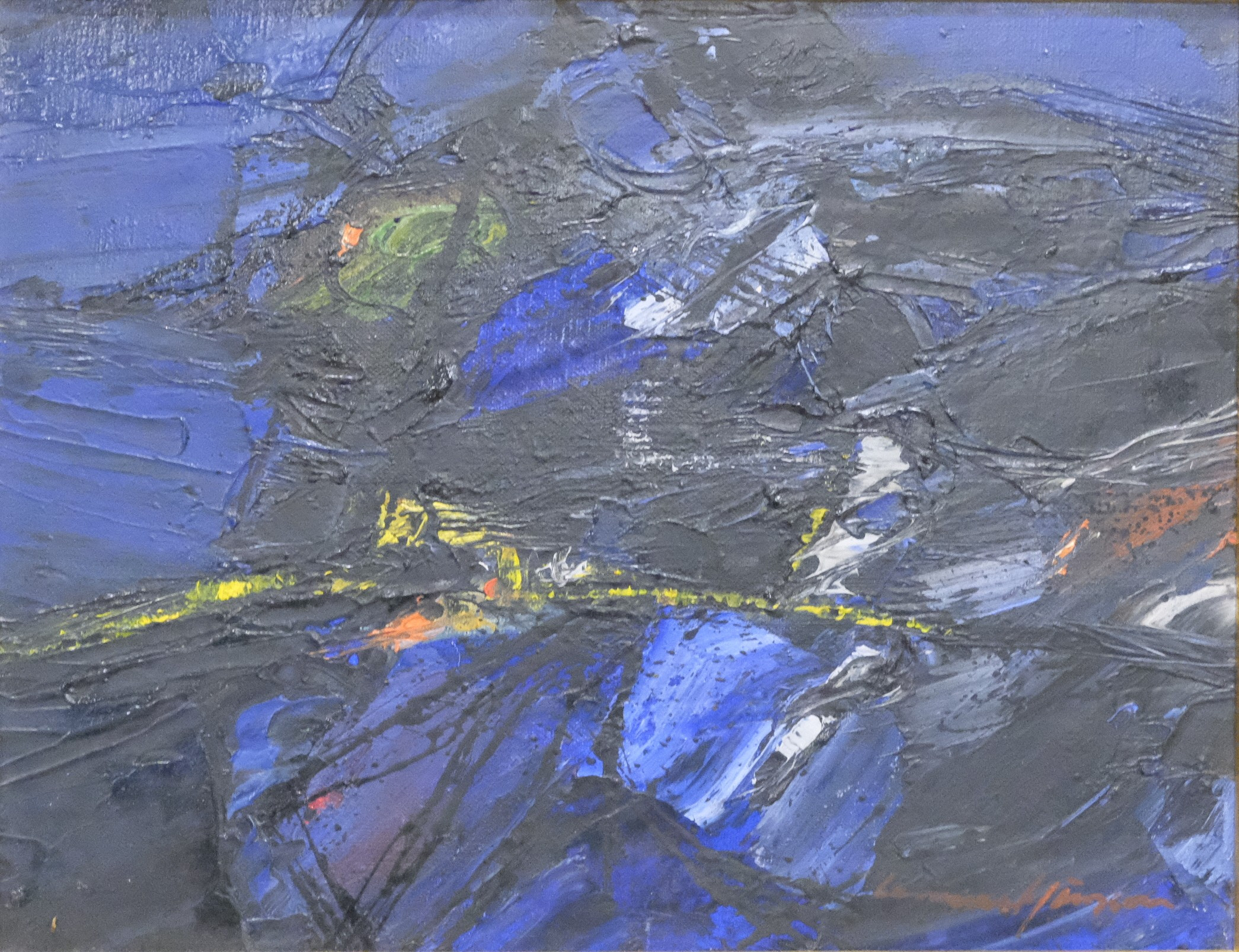 LENNART JÖNSSON. ABSTRAKT MOTIV, OLJA PÅ DUK.