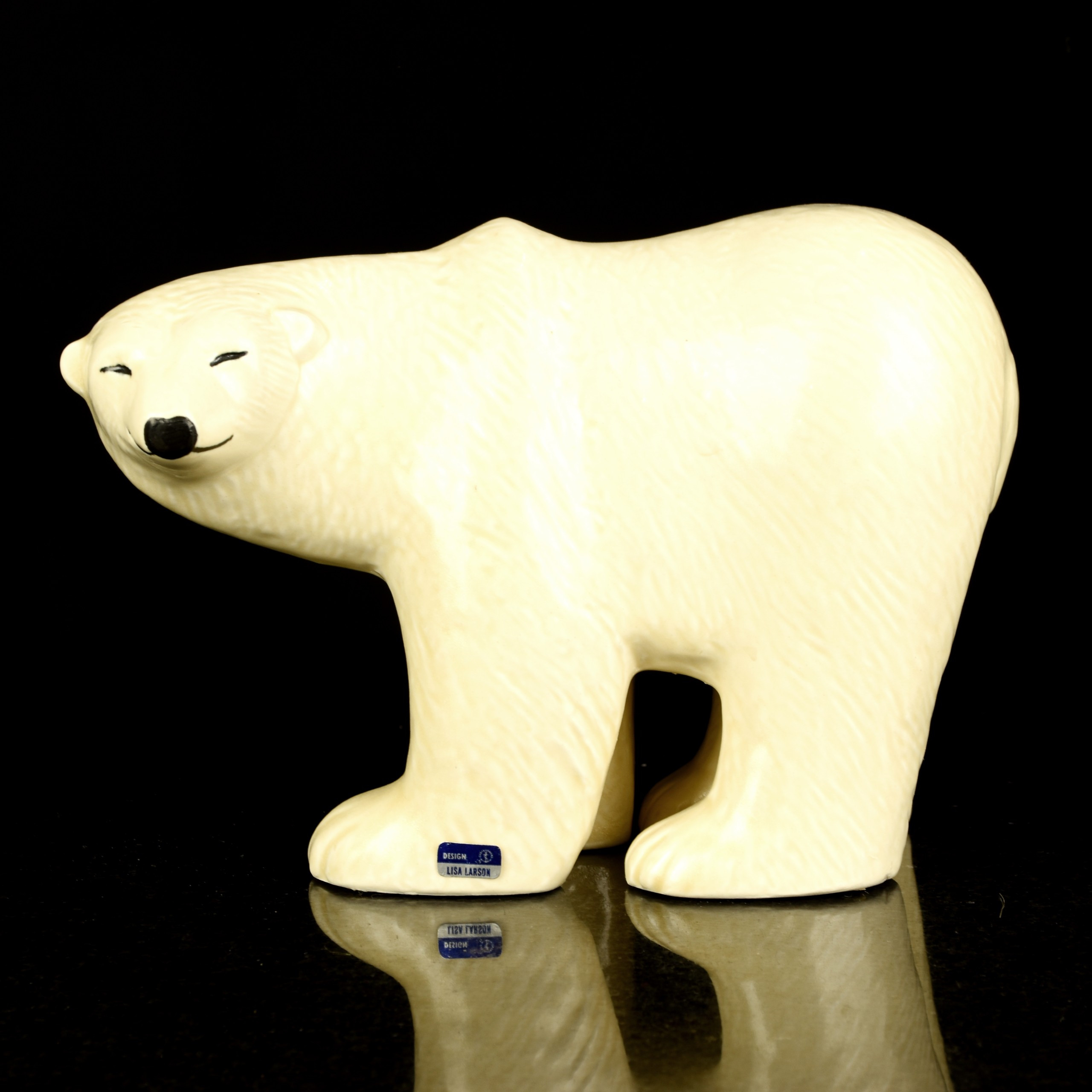 LISA LARSON. Figurin, "Isbjörn", stengods, signerad Lisa L Gustavsberg.
