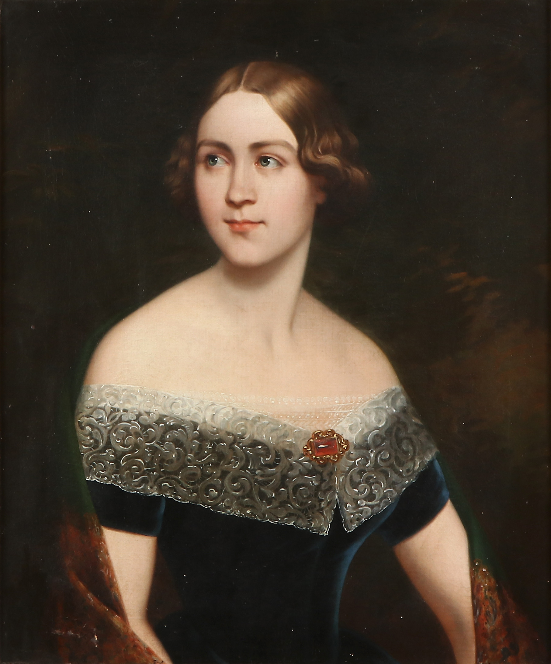 LEONARD POYET (1798-1873). Oljemålning på dubblerad duk, signerad. Porträtt av Jenny Lind.