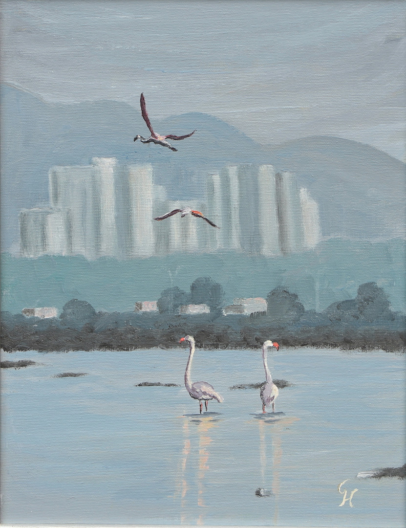 OIDENTIFIERAD KONSTNÄR. Olja på pannå, fågelmotiv, signerad.