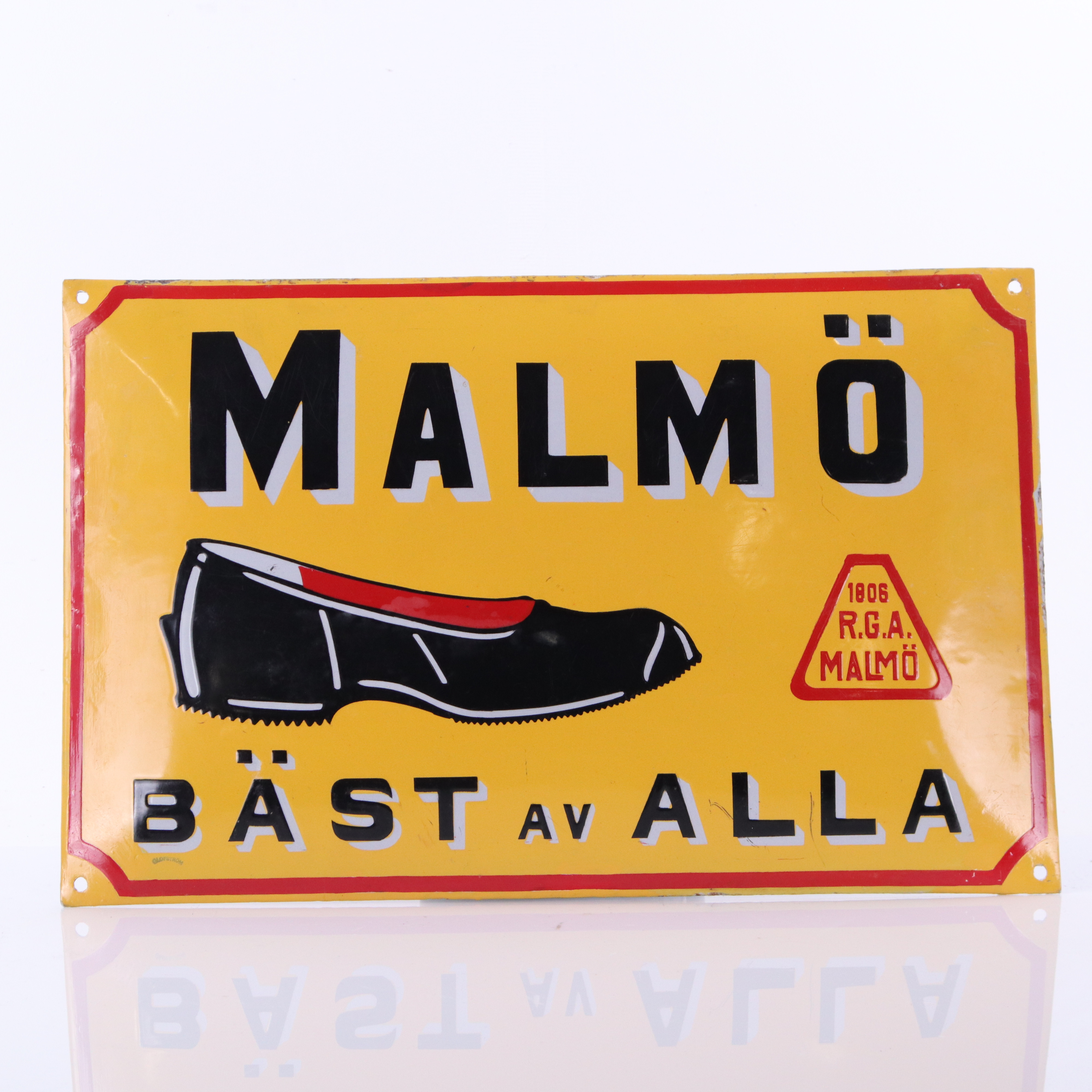 MALMÖ GALOSCHER, emaljskylt, 1910/20-tal.
