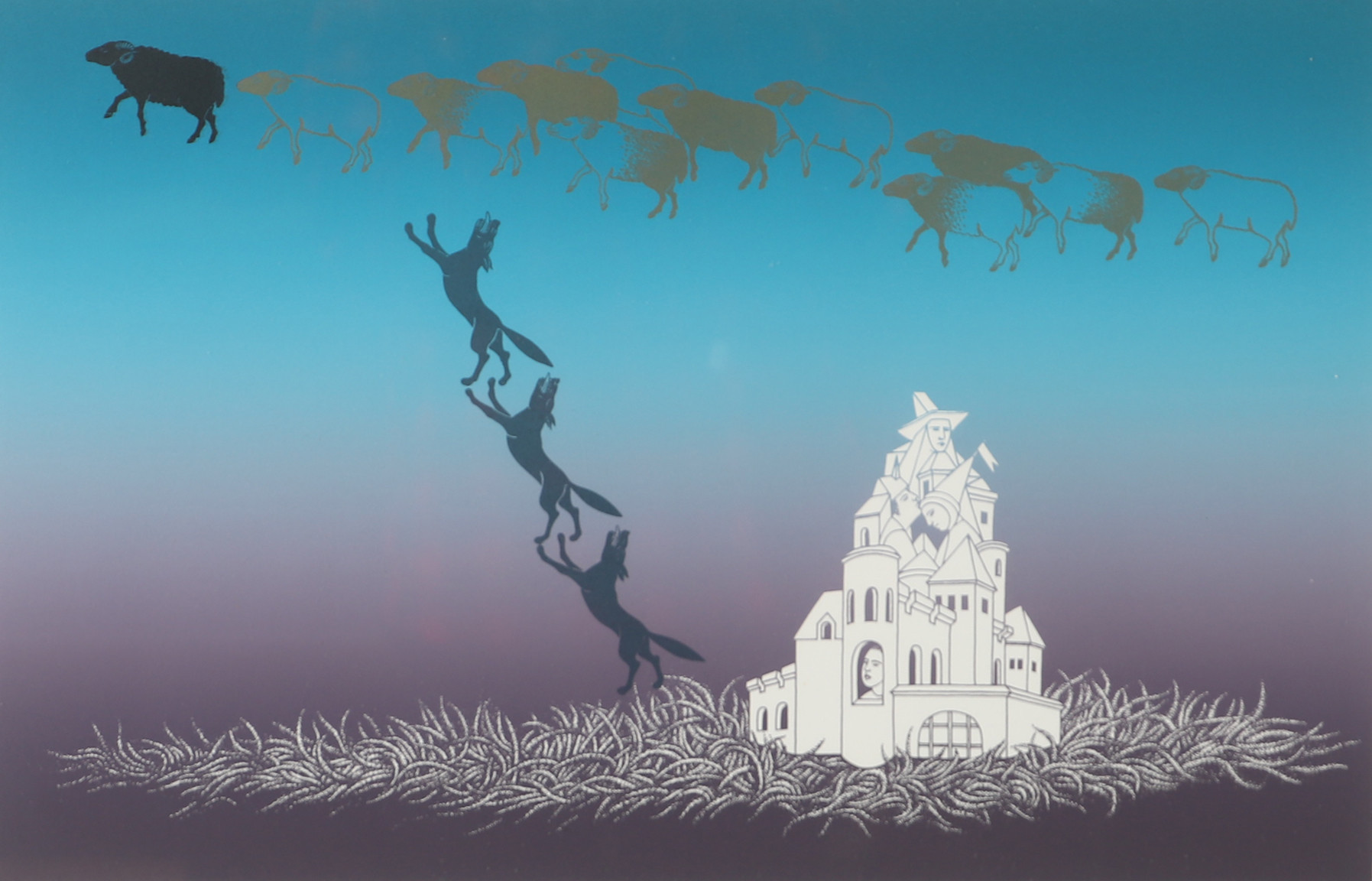 LILIJA DINERE. "Mirage", färglitografi, signerad 1990.