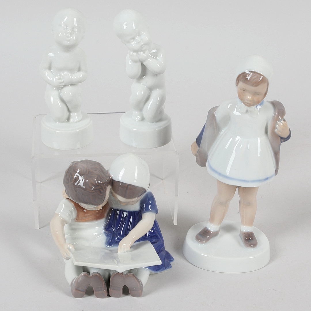 FIGURINER, 4 st. porslin, bl.a. Svend Lindhart, B&G, Danmark.