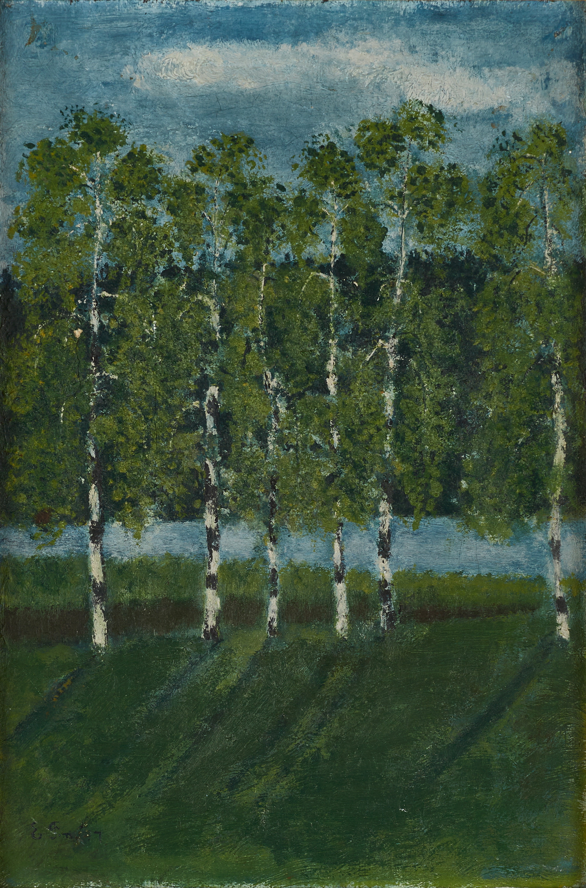 ELLEN FAVORIN (Finland 1853-1919), tillskriven, björkdunge, monigramsignerad och daterad E.F-n 97, olja på duk.