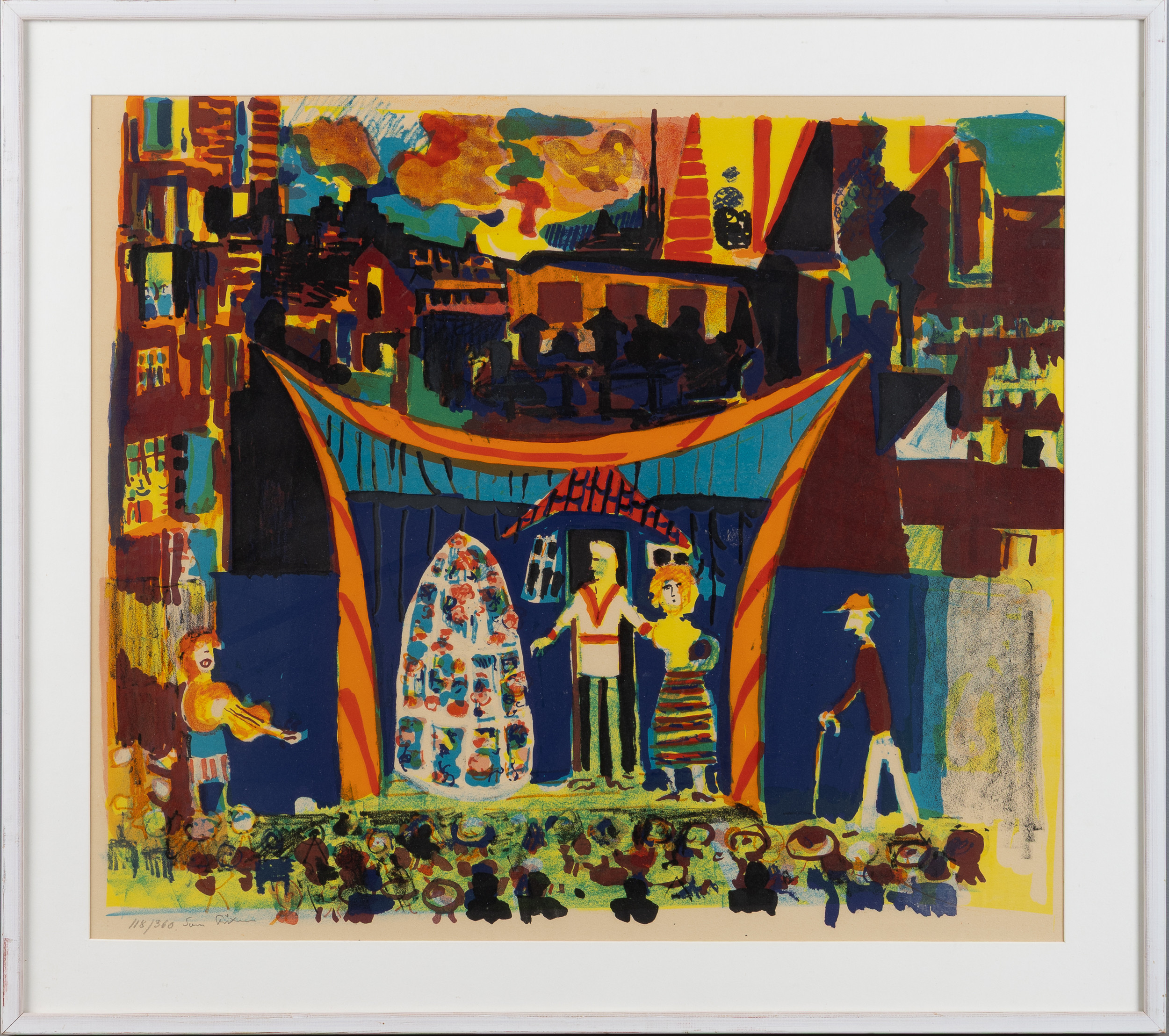 SVEN X:ET ERIXSON. Teaterscen, färglitografi, signerad.