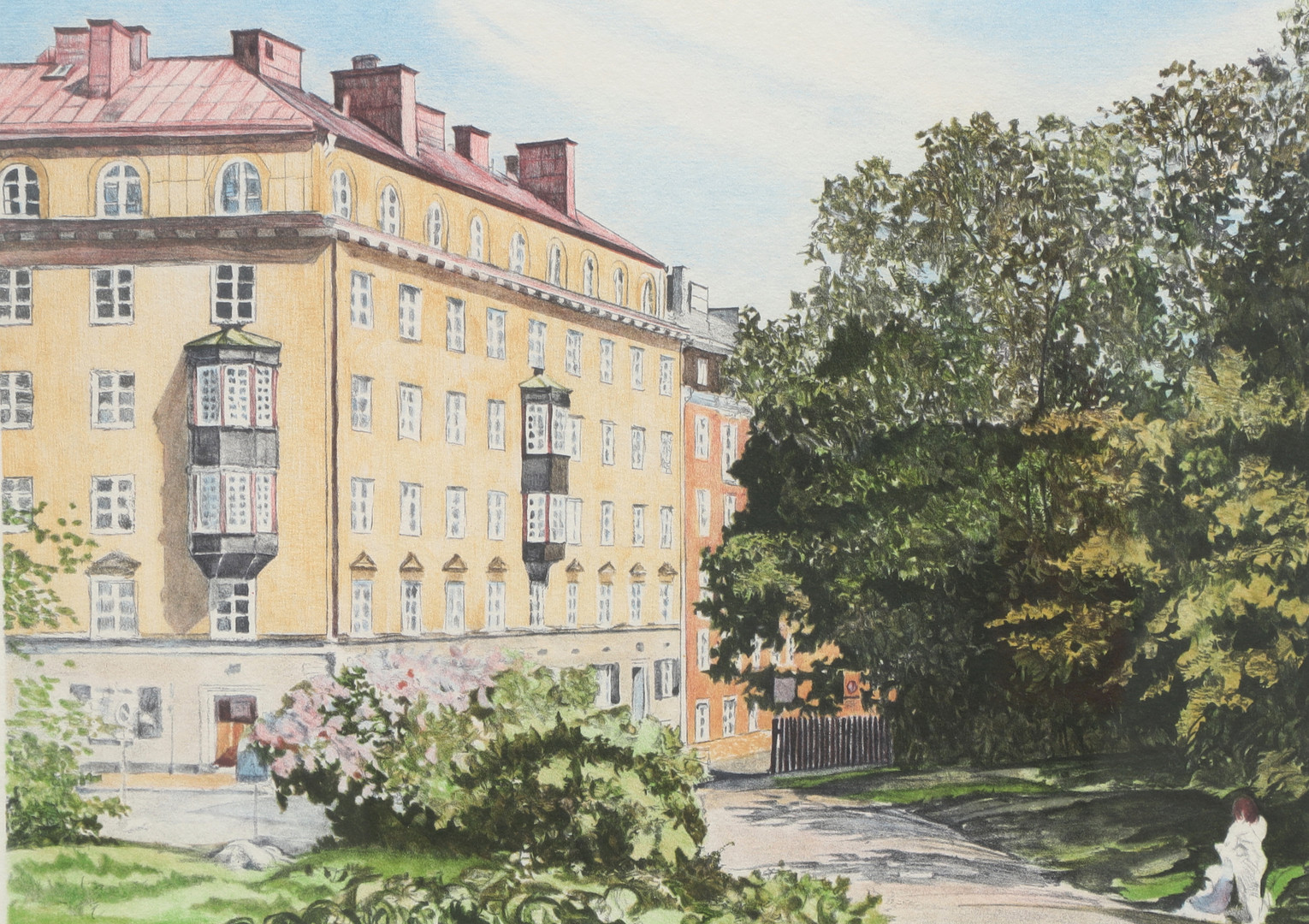 BERNDT-RUNE JÄVERBRANT. Litografi, husmotiv, signerad, -93, numrerad 350/360.