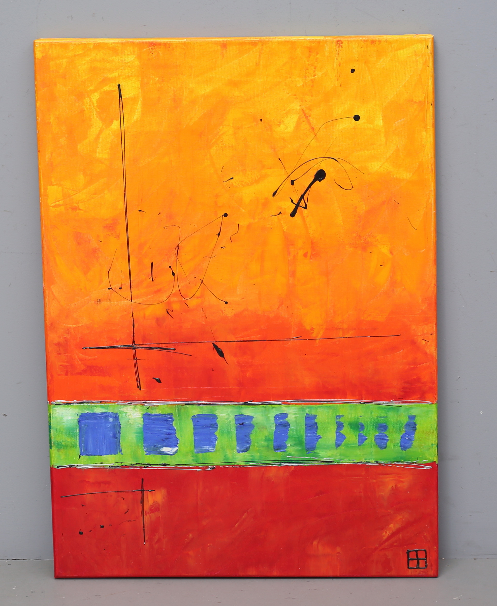 OIDENTIFIERAD KONSTNÄR. Komposition, akryl, "Leola", konstnär enligt intyg Noah.