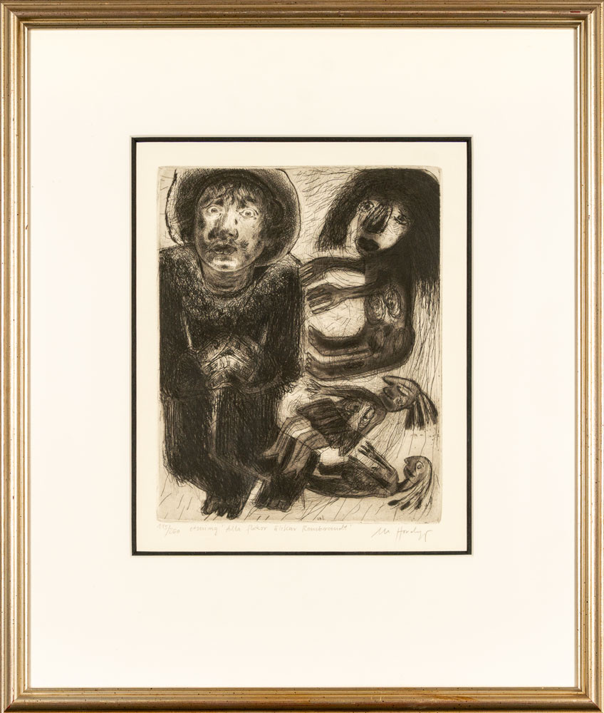 MARIA HORDYJ. Etsning, "Alla flickor älskar Rembrandt".