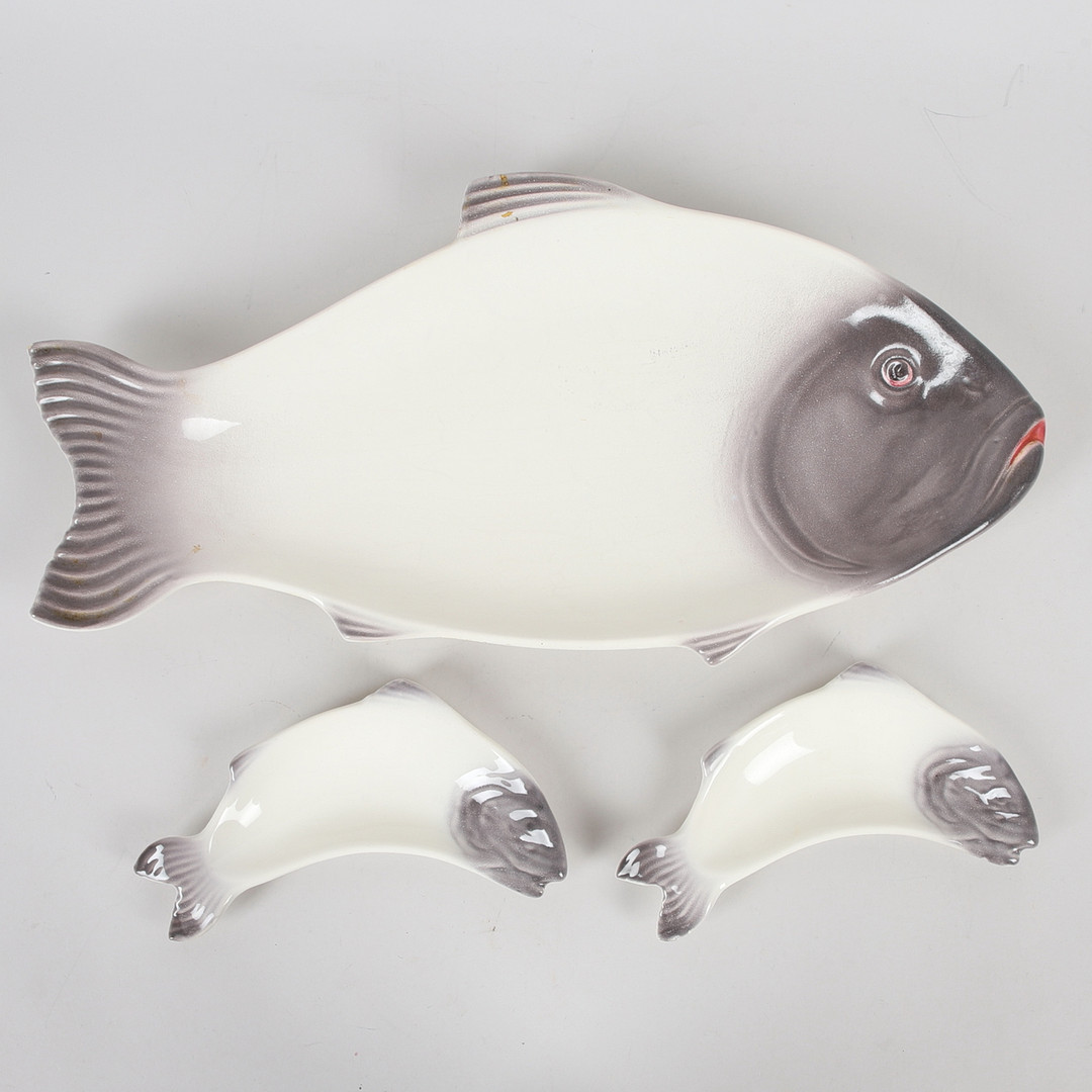 FISKFAT, 3 st, porslin, Waechtersbach, Tyskland.