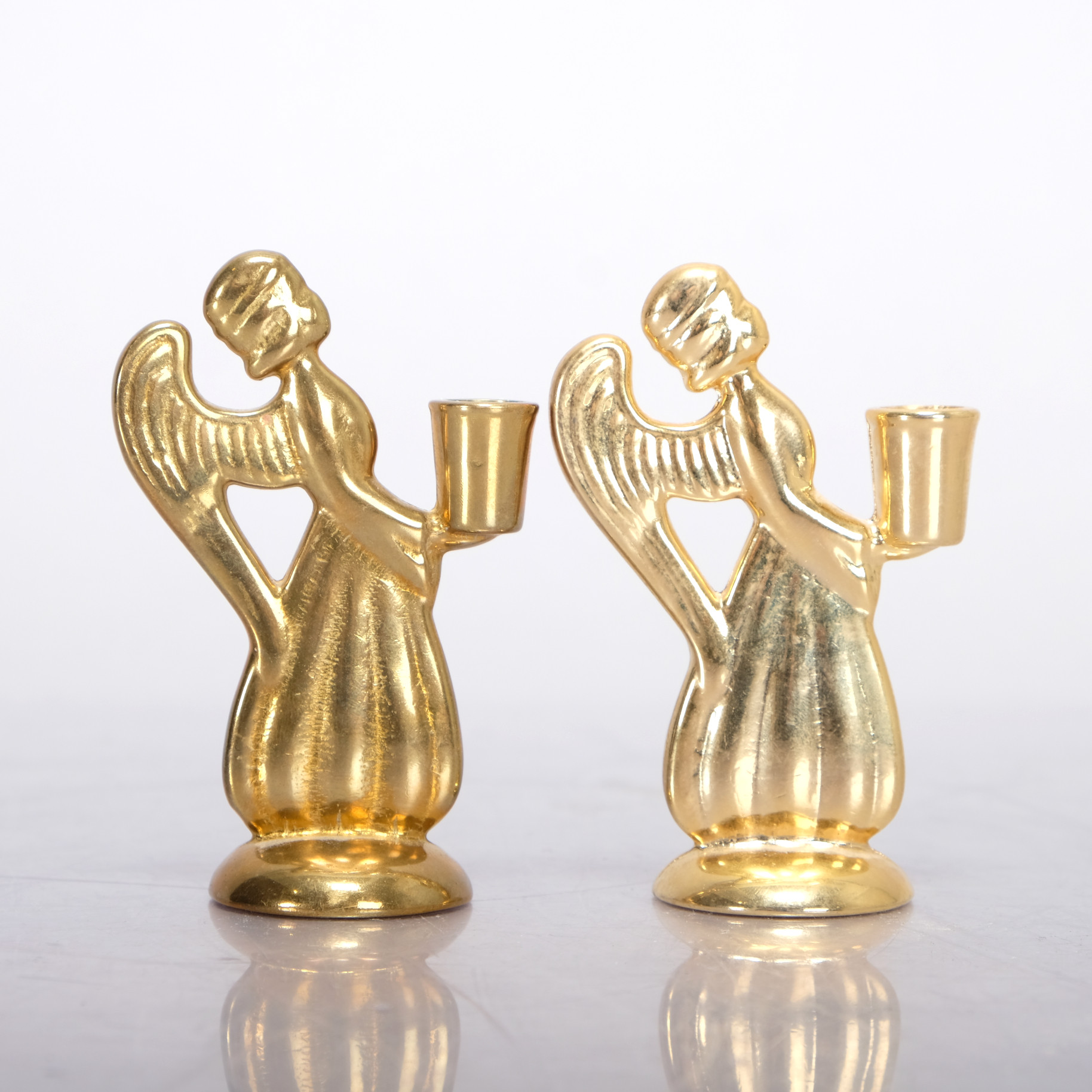 CARL-EINAR BORGSTRÖM. Ljusstake, "Skyddsängel", Ett par, Mässing, Skultuna, 1900-tal, (2st).