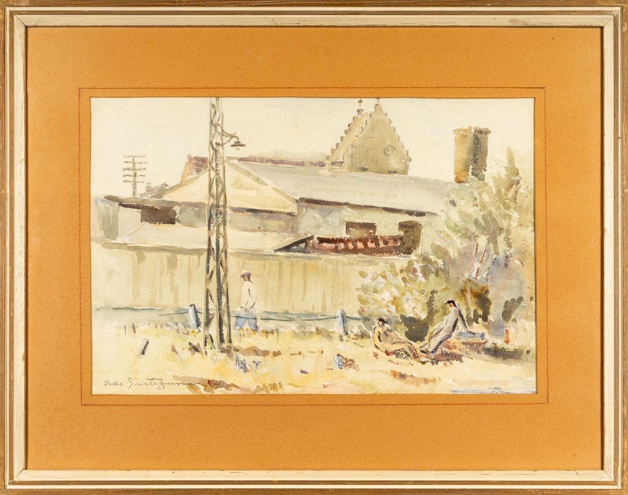 IVAR GUSTAFSSON. Akvarell på papper, "Motiv från Simrishamn".