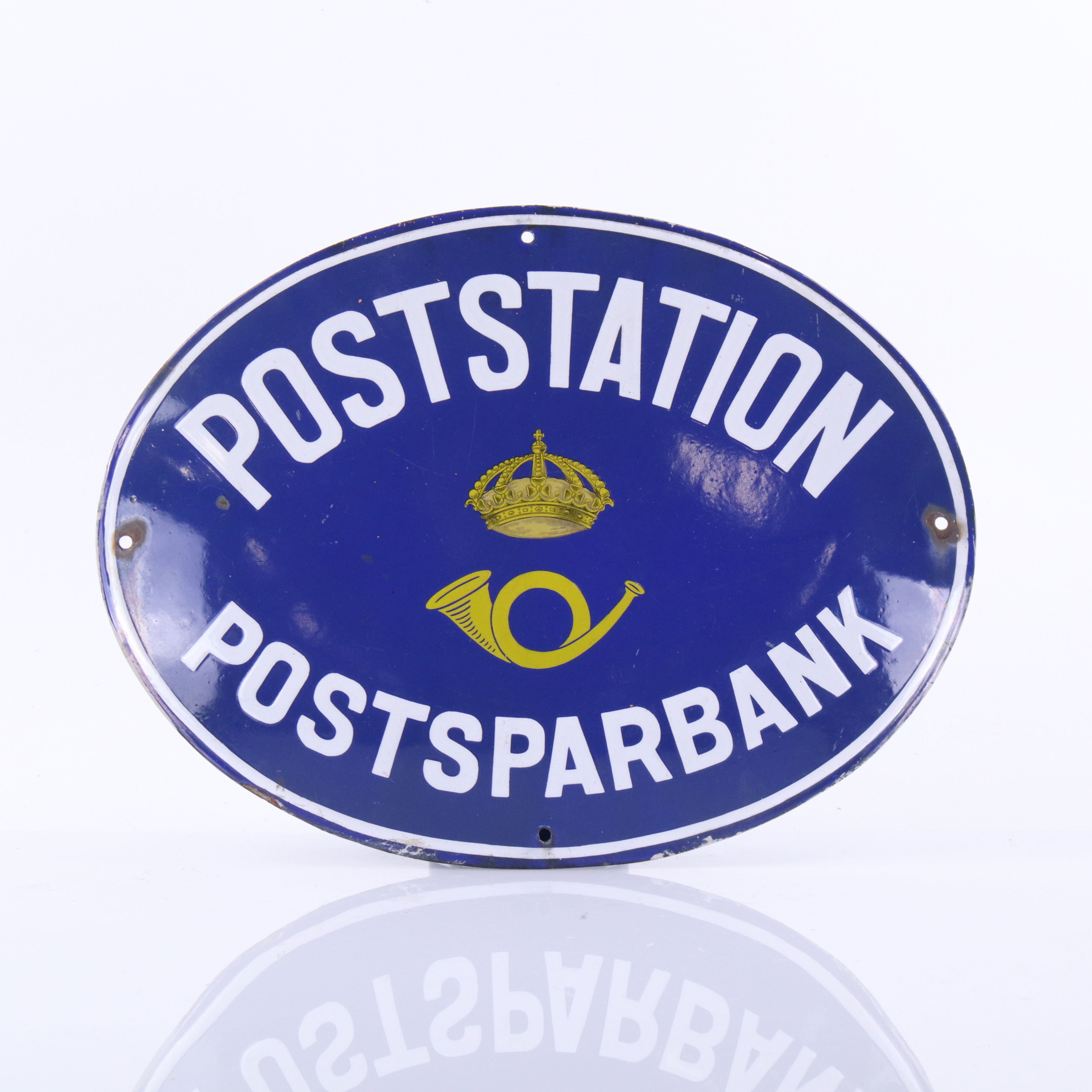 POSTSTATION, emaljskylt, 1900-talets första hälft.