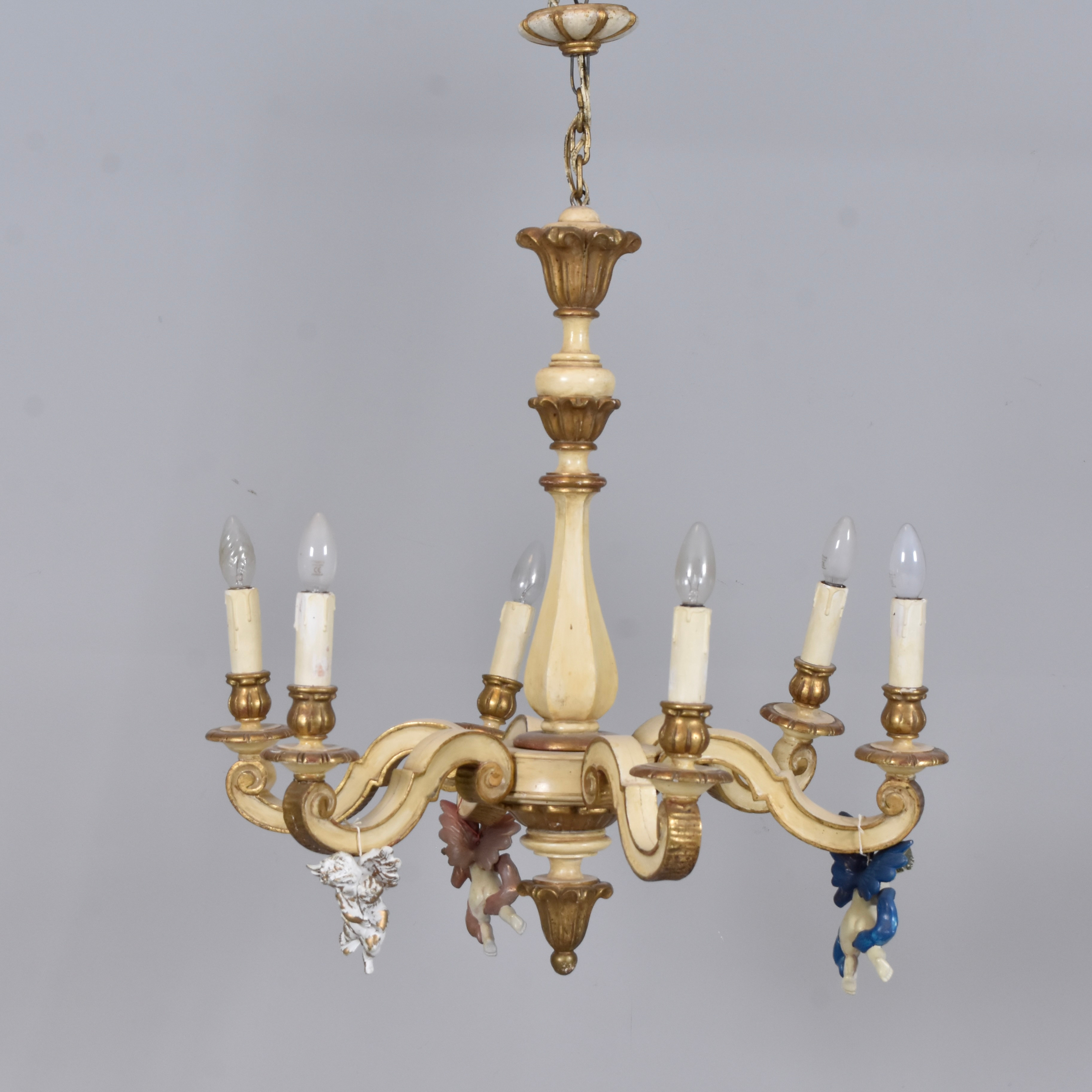 TAKLAMPA, lackerat och bronserat trä.