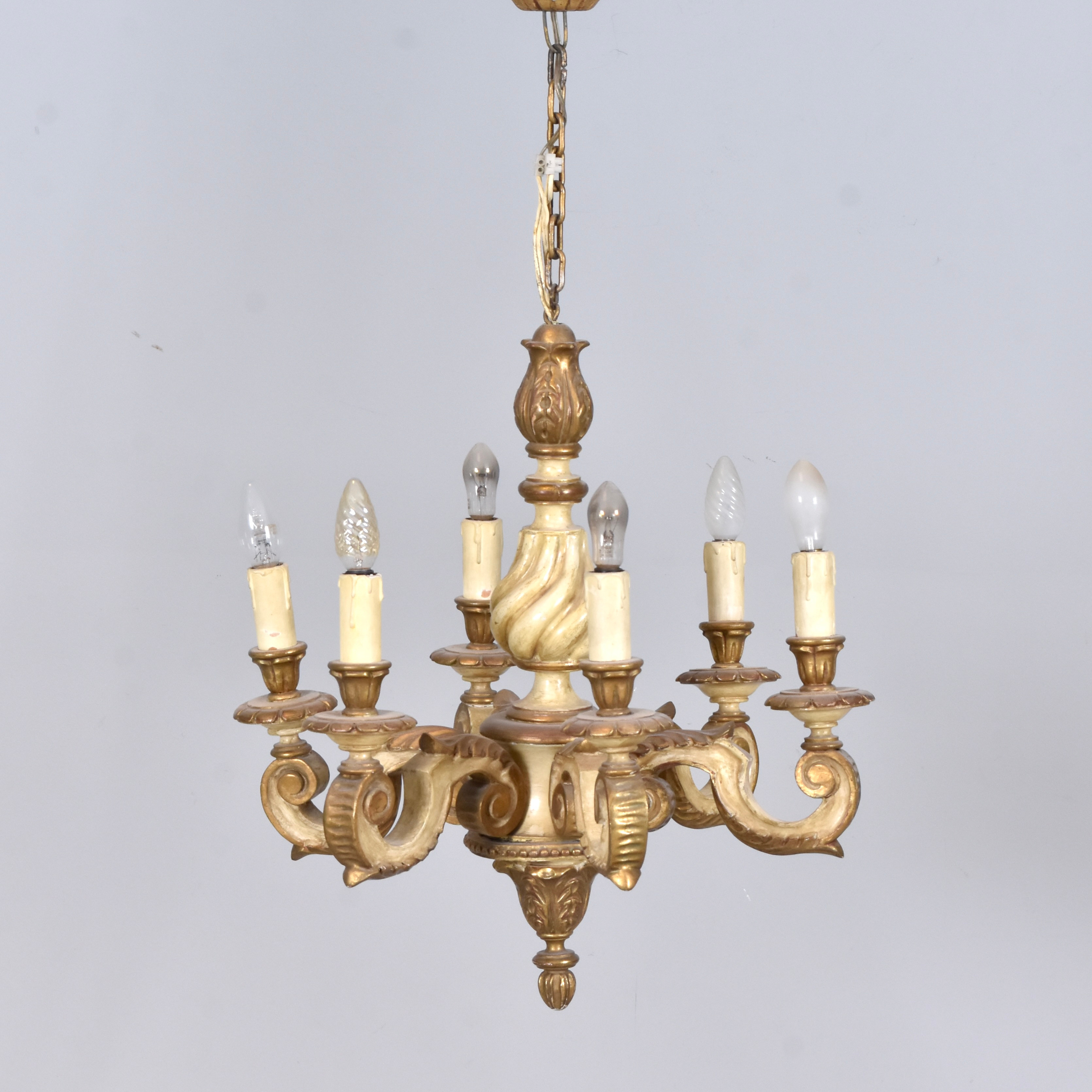 TAKLAMPA, lackerat och bronserat trä.