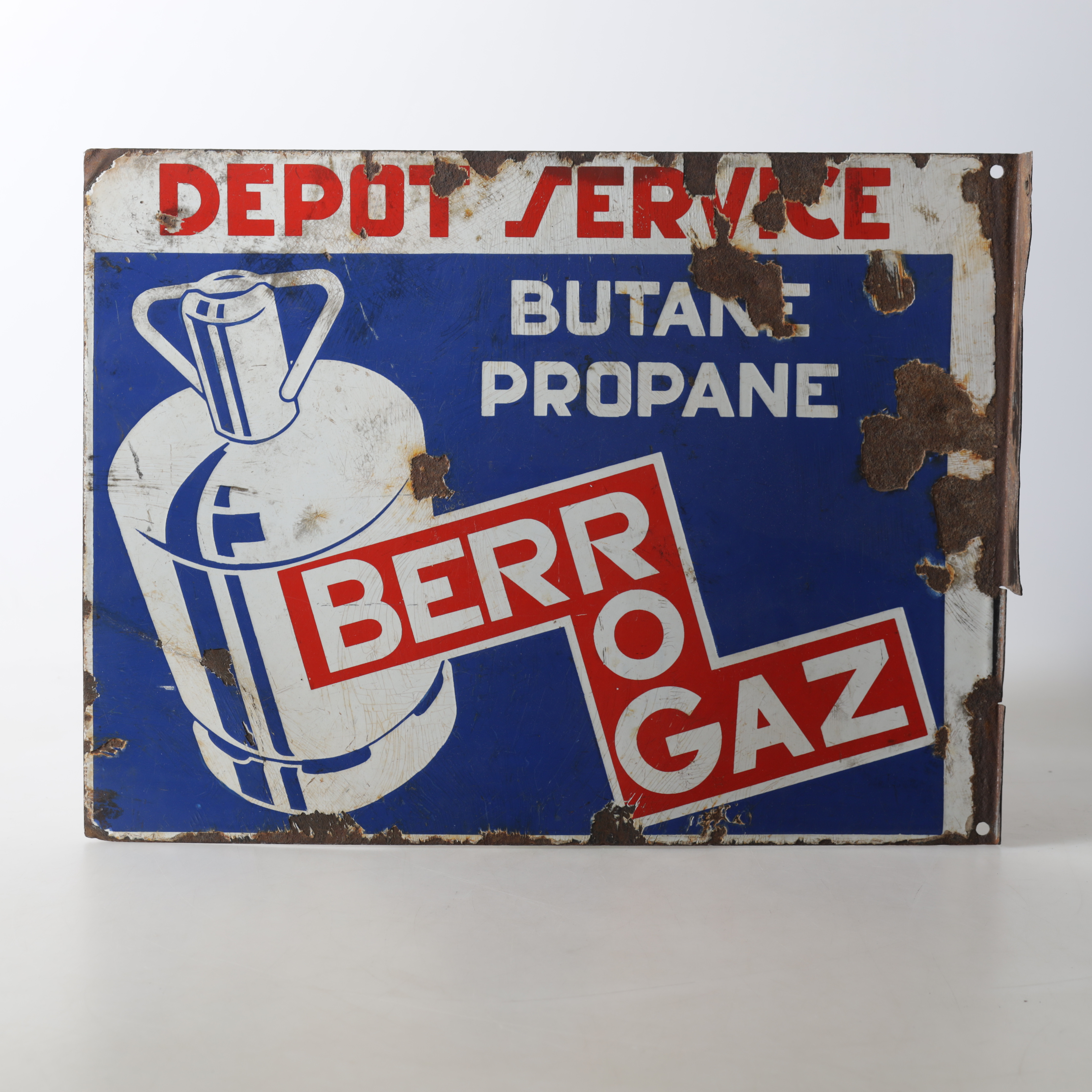 EMALJSKYLT. "Berrogaz" dubbelsidig, Frankrike, 1900-tal.