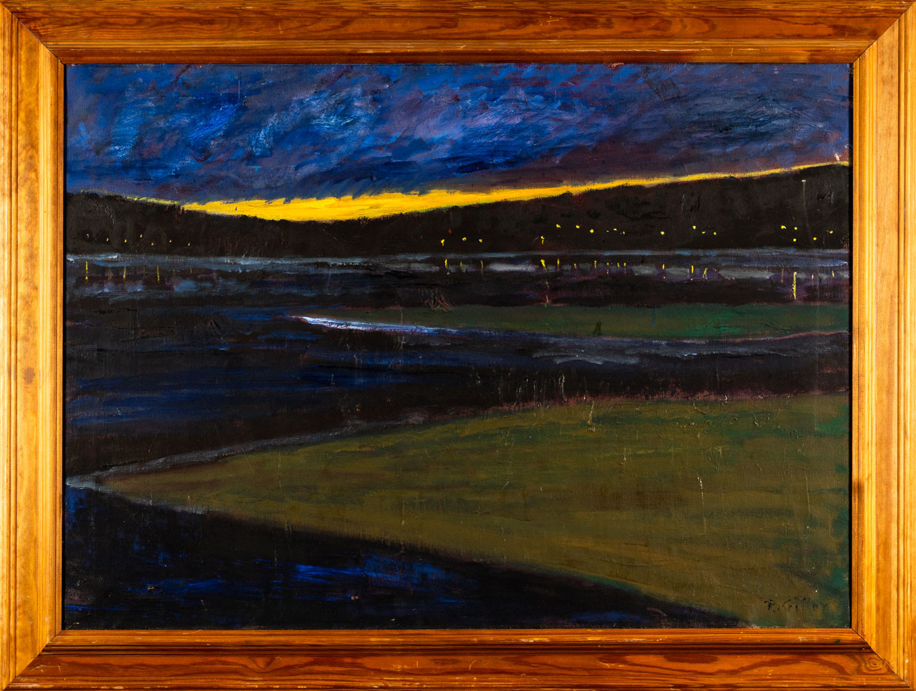 RUNA GILLER. Olja på duk, "Oktoberkväll. Ö-vik".