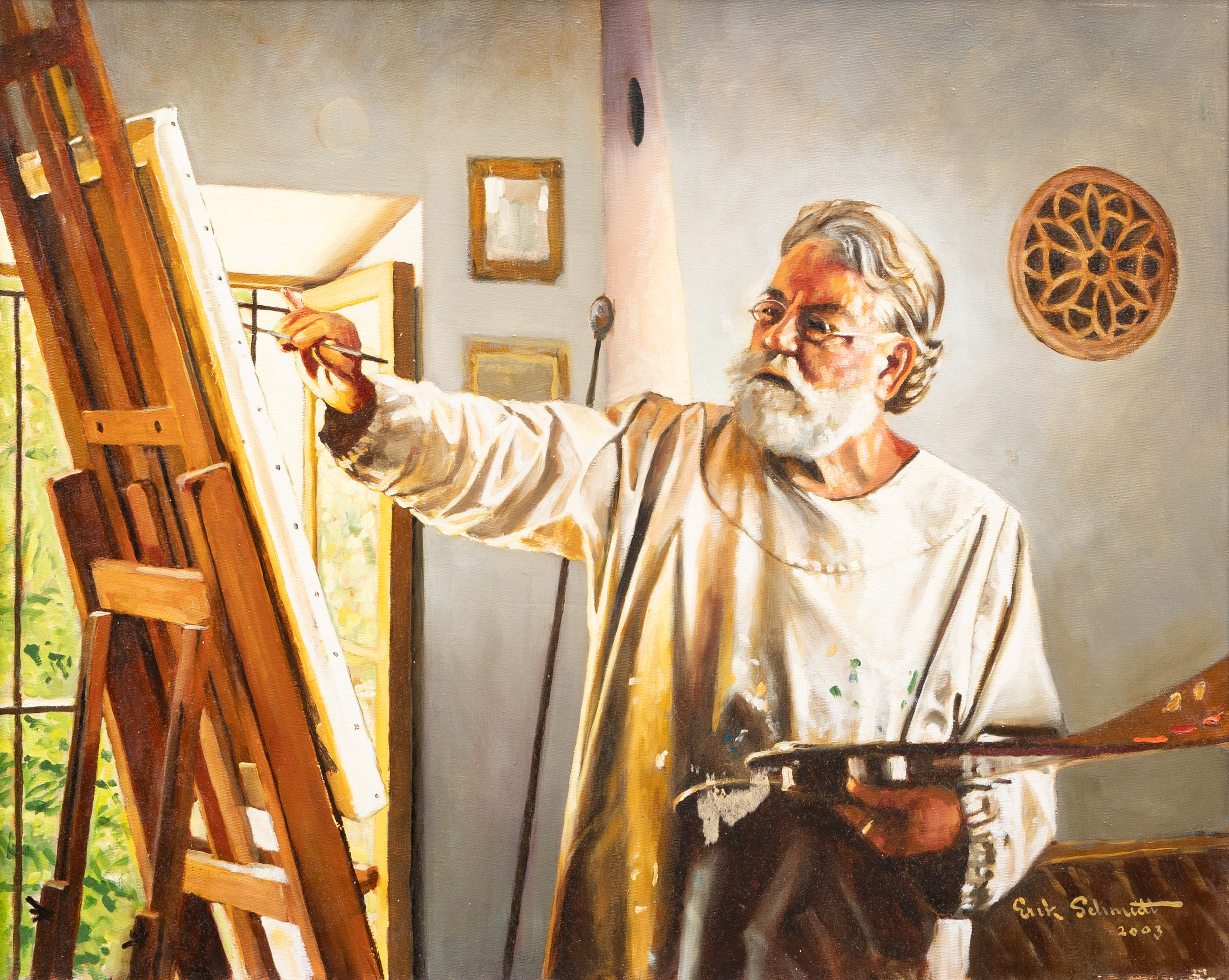 ERIK SCHMIDT (ESLAND/SVERIGE 1924-2014). Självporträtt, olja på duk, signerad och daterad 2003.