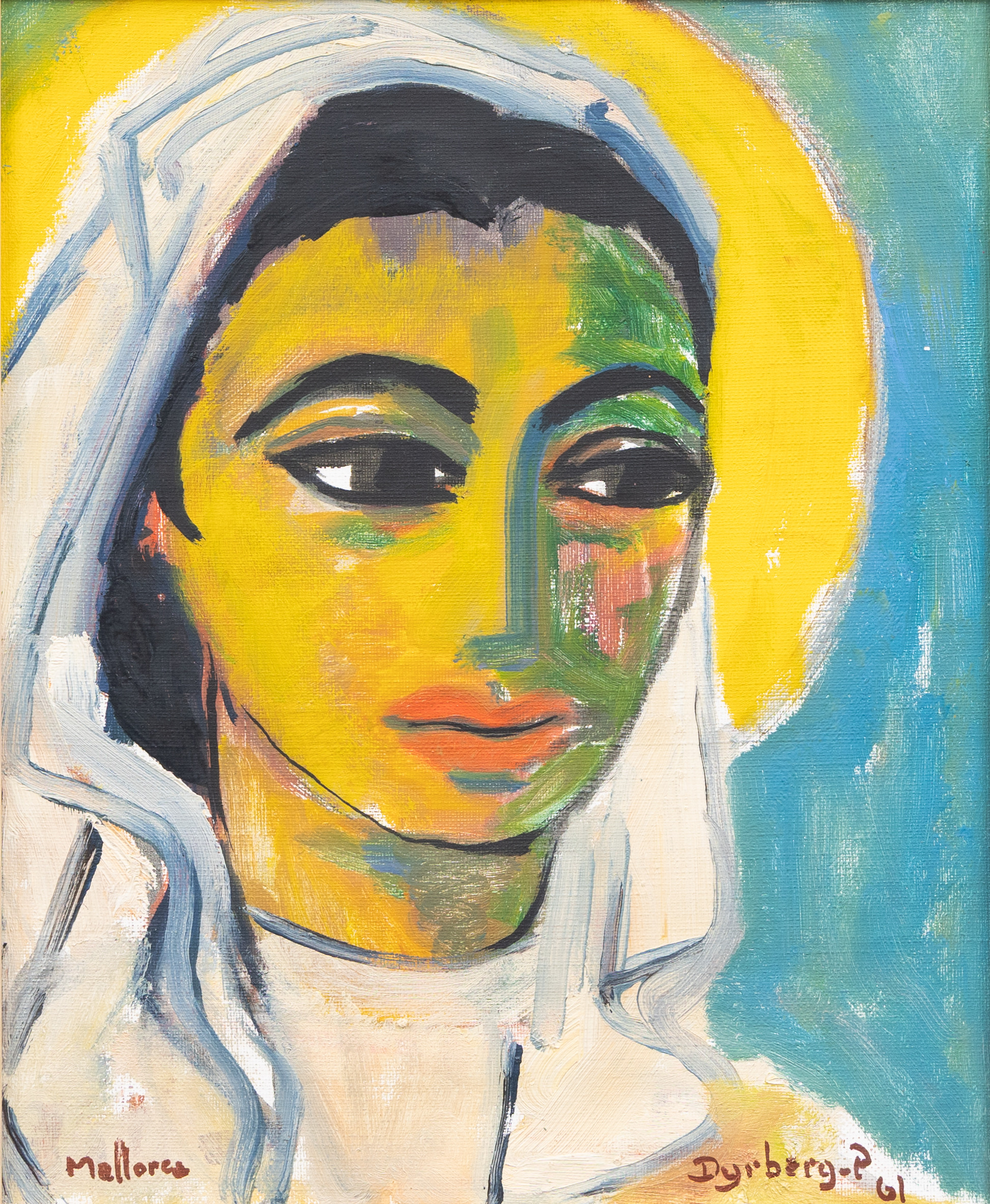 EMIL DYRBERG-PETERSEN (DANMARK 1908-1973). Porträtt, olja på duk, signerad Mallocra och daterad -61.