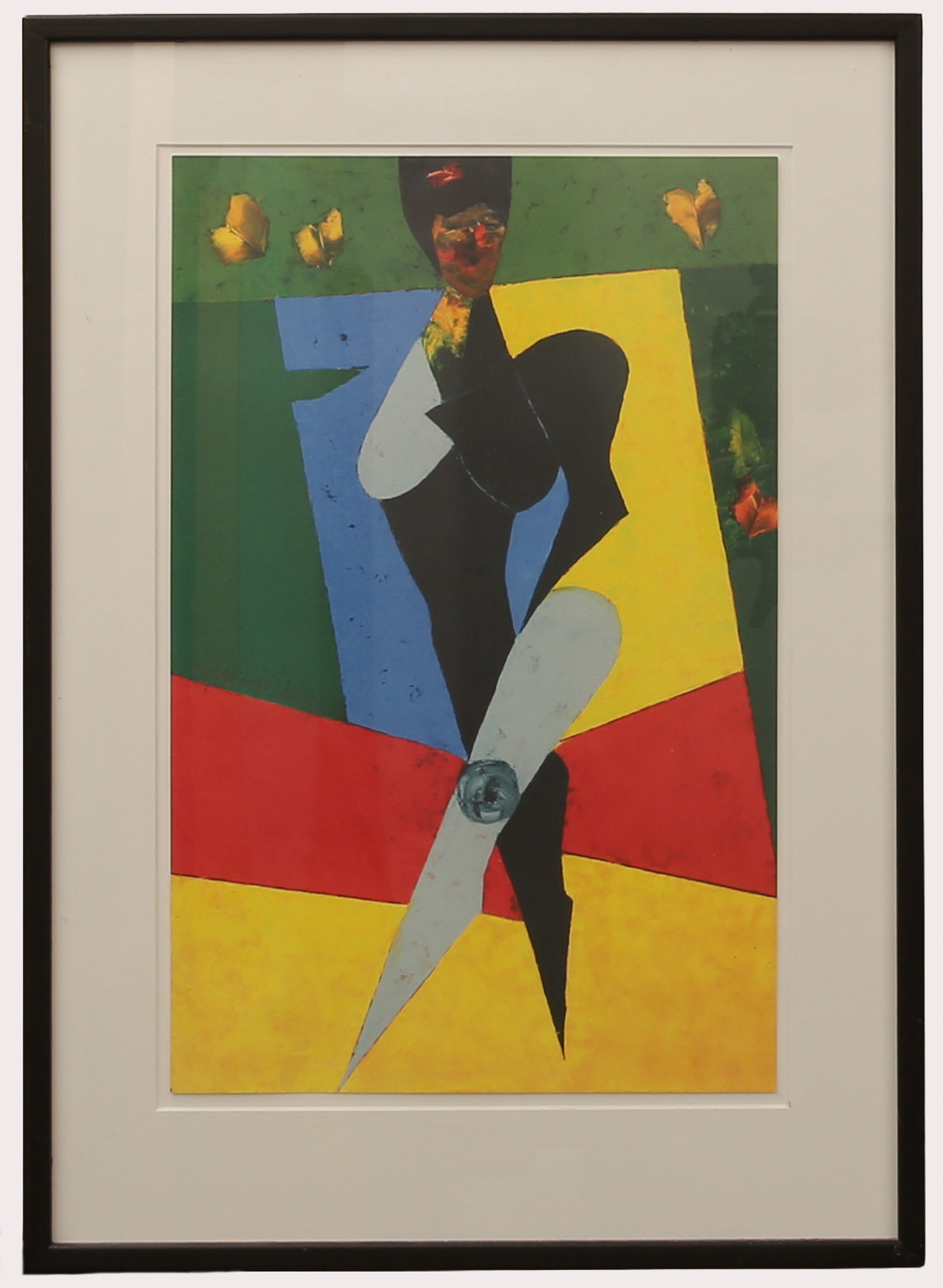 LAJOS FLESSER. Komposition med kvinna, färglitografi, numrerad 144/290, signerad Lajos Flesser.