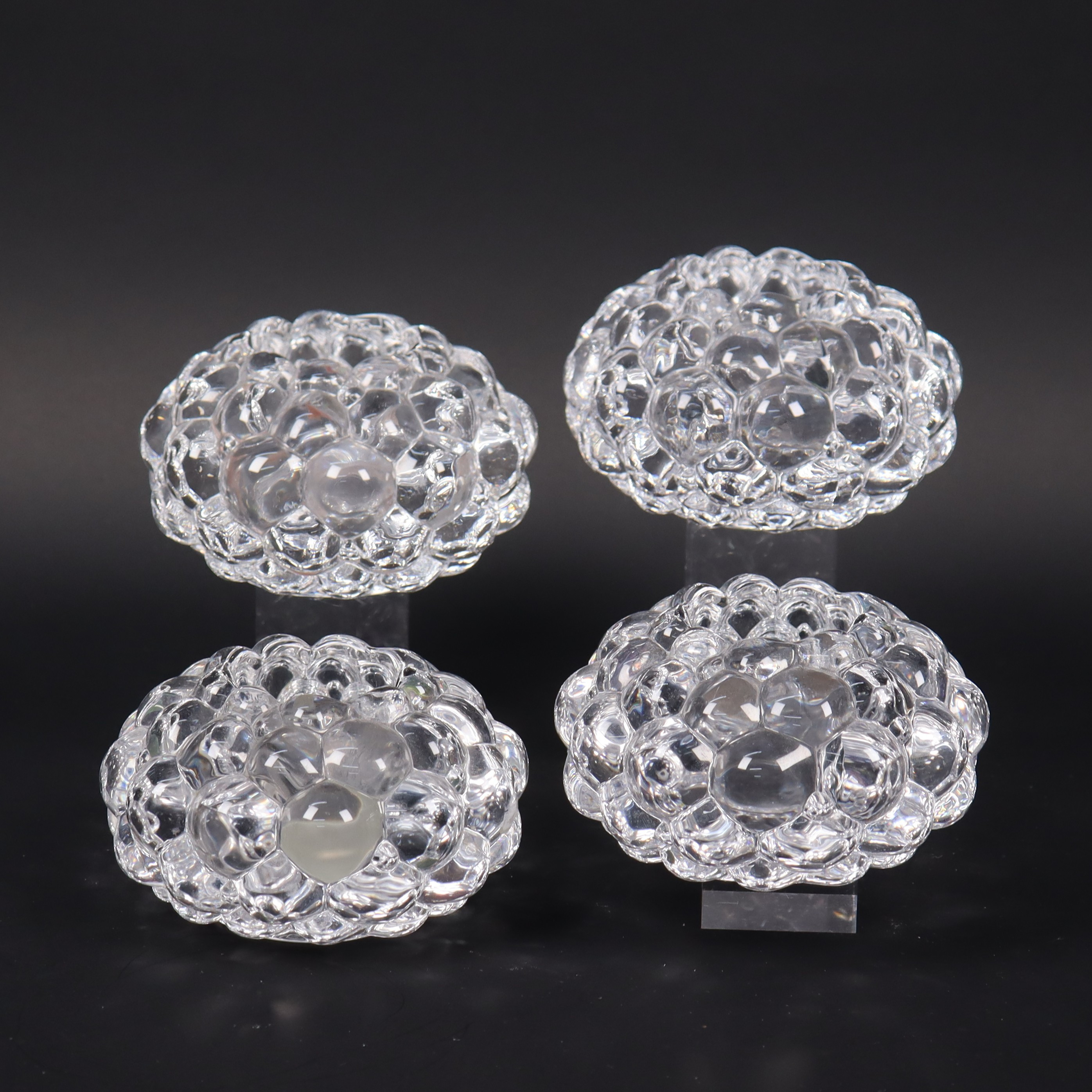 ANNE NILSSON. "Hallon", Orrefors, ljuslyktor i glas, 4 st.